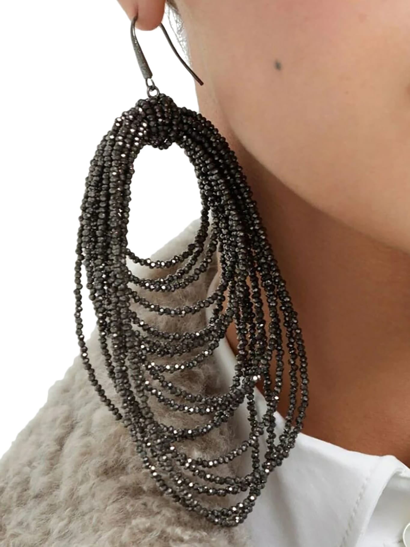 Brunello Cucinelli Dangling Hoop Glass Earrings | italist