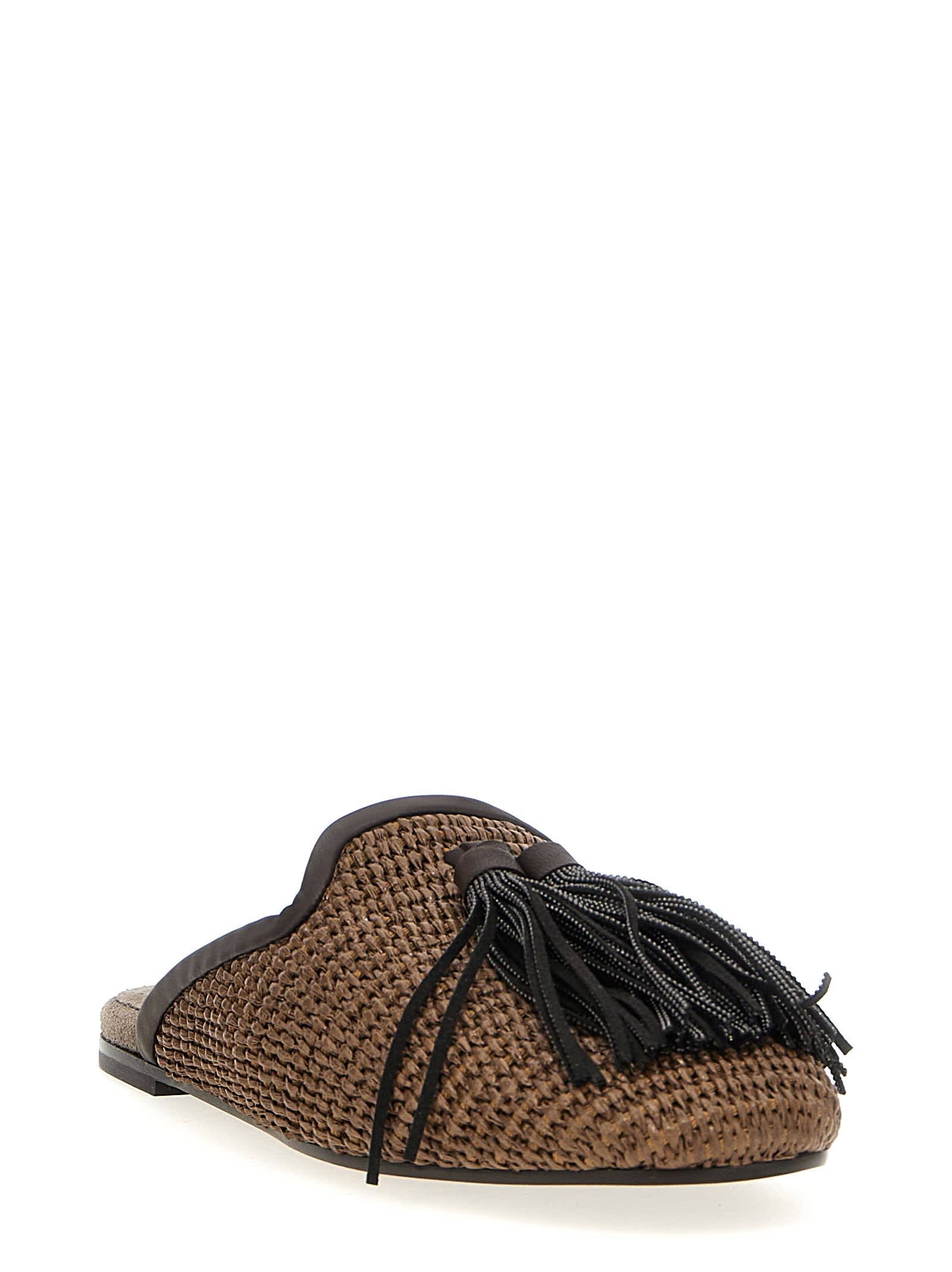 フラットシューズ BRUNELLO CUCINELLI Jewel tassel sabots Brown Brunello Cucinelli Jewel Tassel Sabots | italist