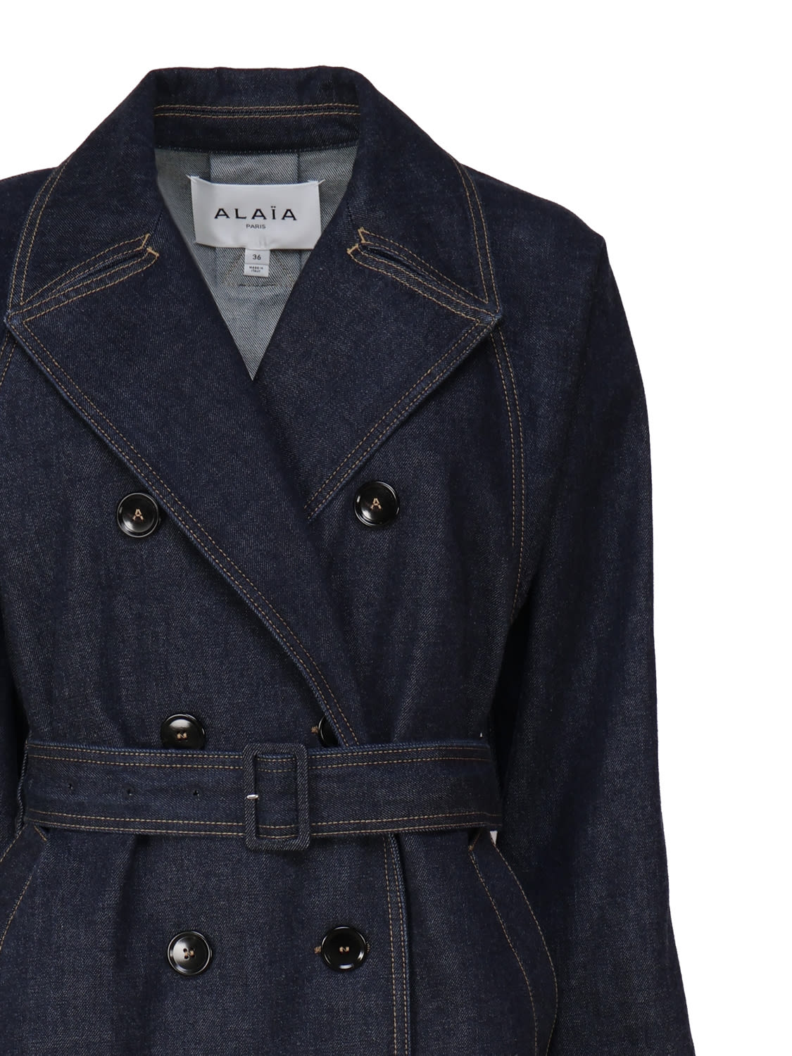 Alaia Classic Coat In Cotton Denim | italist