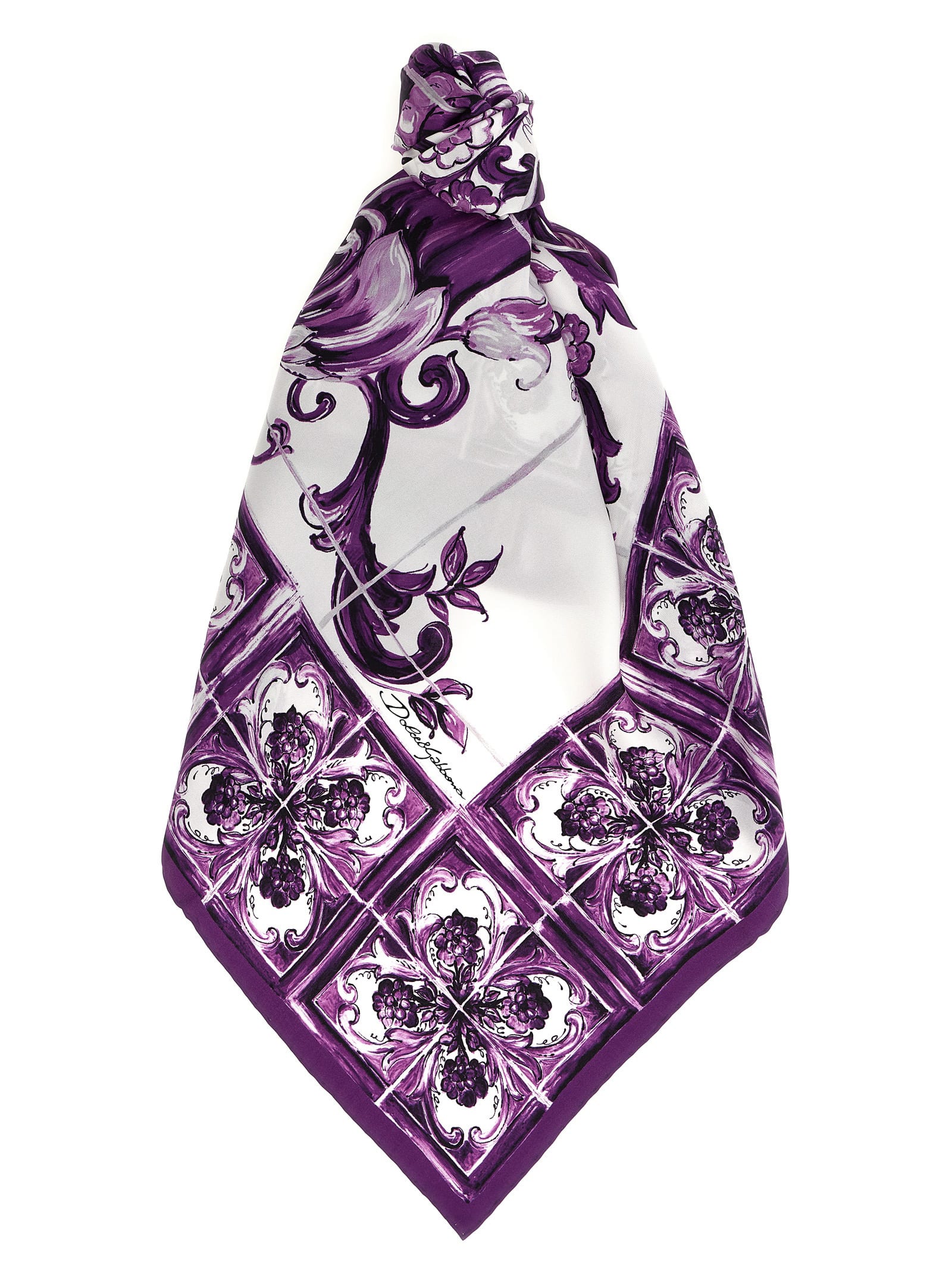 【関税＆送料込み】Dolce & Gabbana 'Maiolica' Print Scarf Dolce & Gabbana Majolica Print Scarf in Blue | Lyst