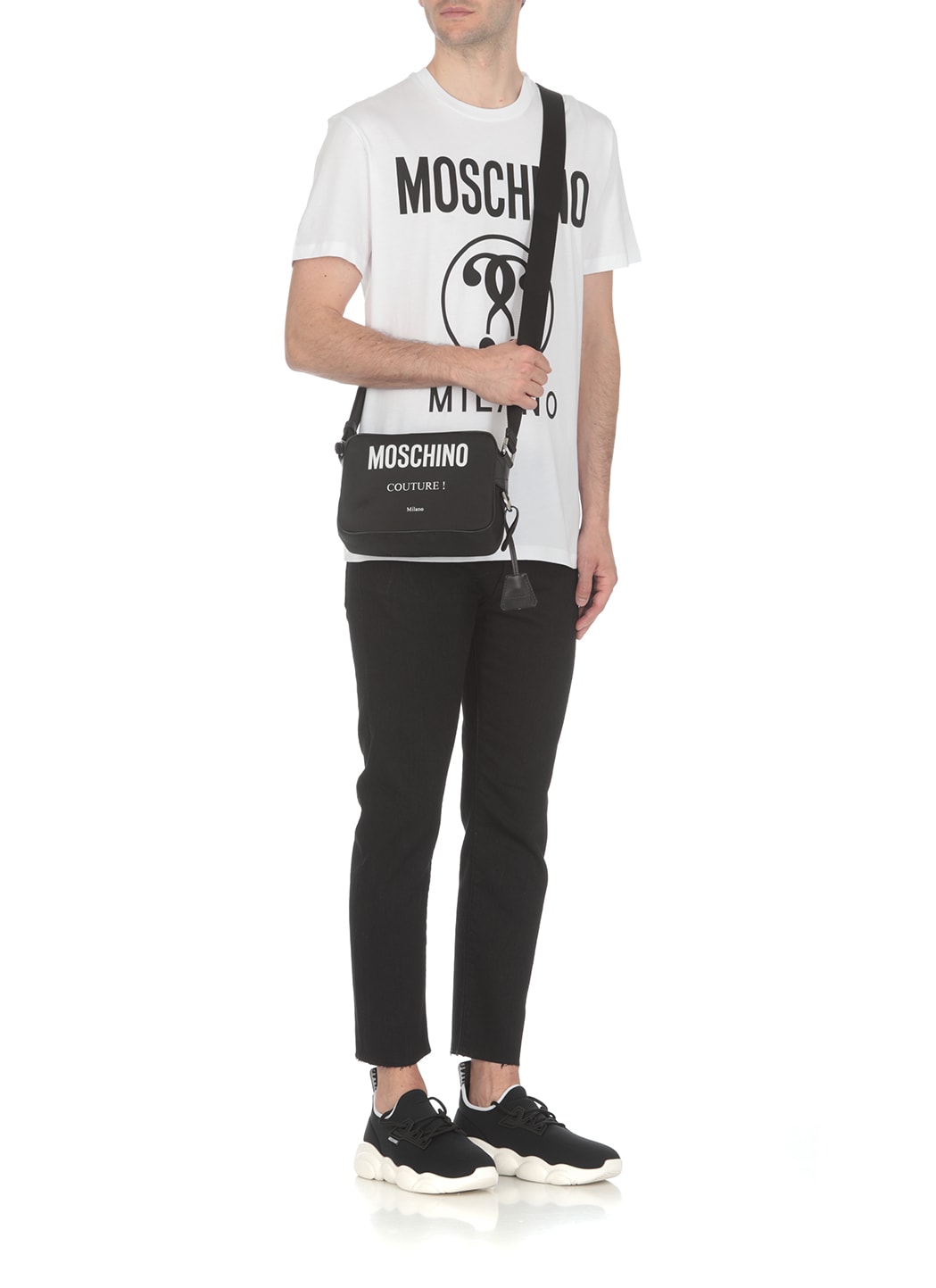 【関税込み】Moschino ブラック Double Question Mark Tシャツ Double Question Mark Jersey t-shirt | Shop Online