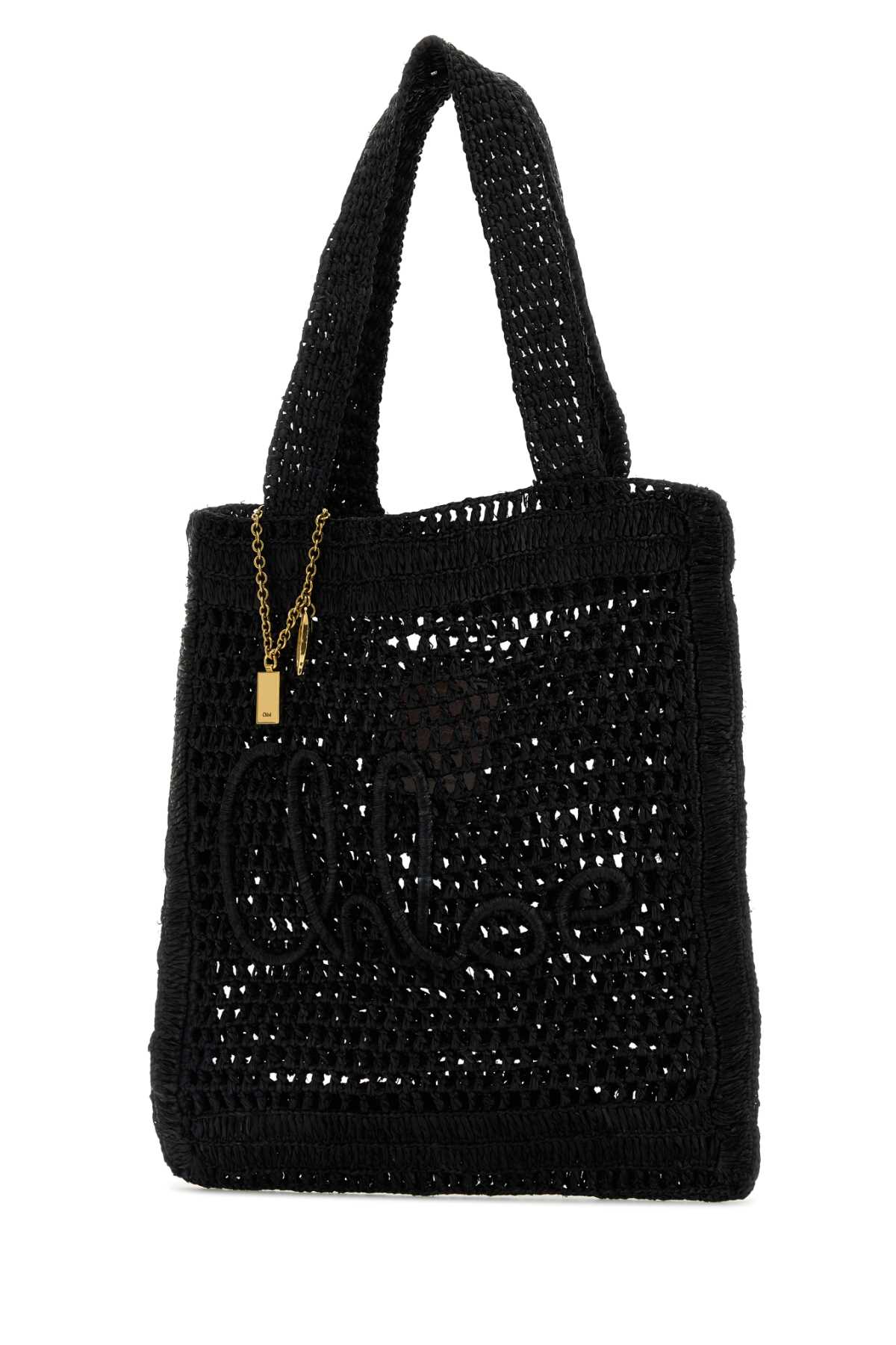 【関税&送料込】Chloe Black Raffia Estate Banana Shopping Ba Chloé Black Raffia Estate Banana Shopping Bag | italist