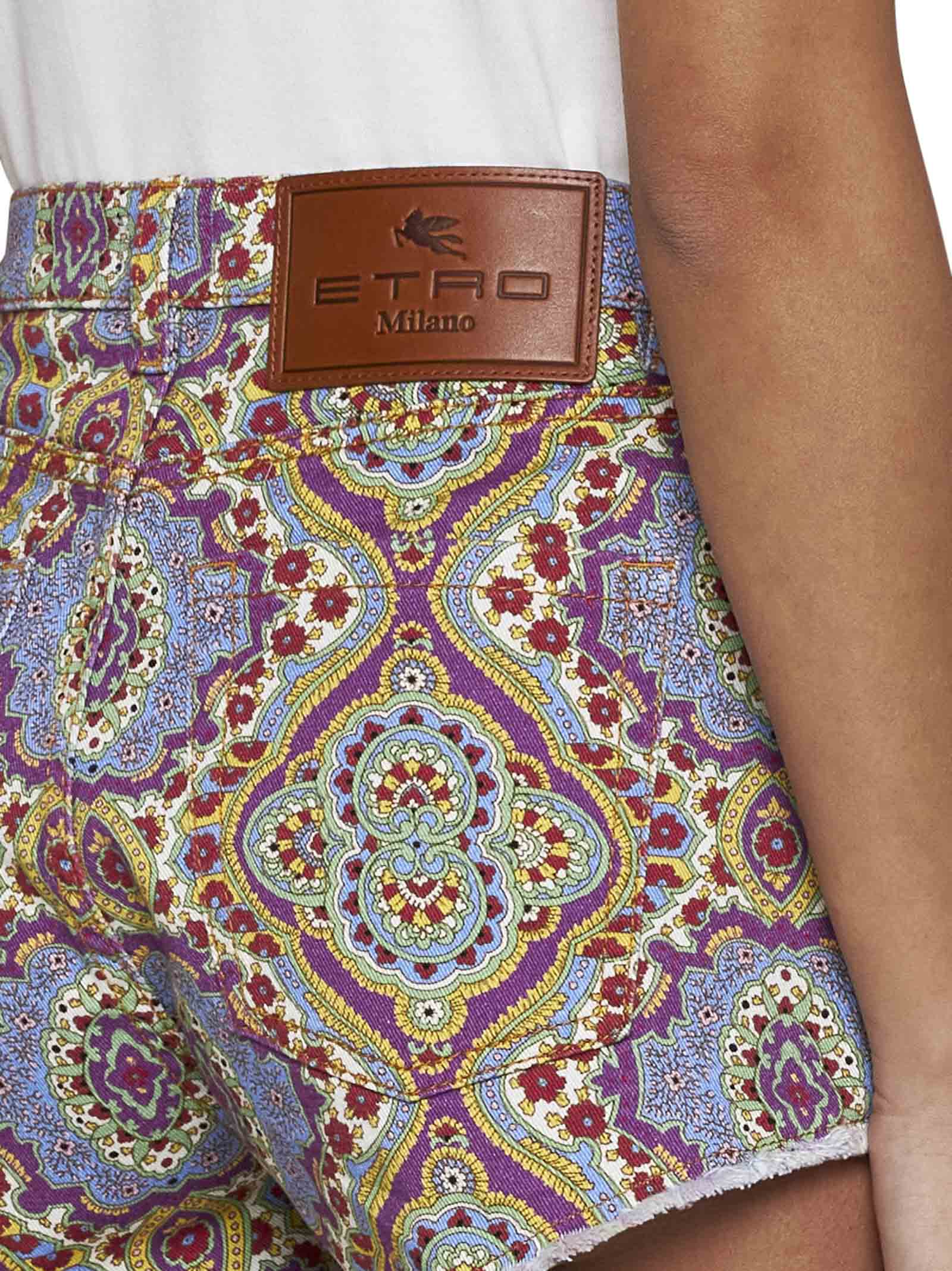 【送料&関税込】Etro Denim Shorts With Medallion Print Etro Denim Shorts With Medallion Print | italist