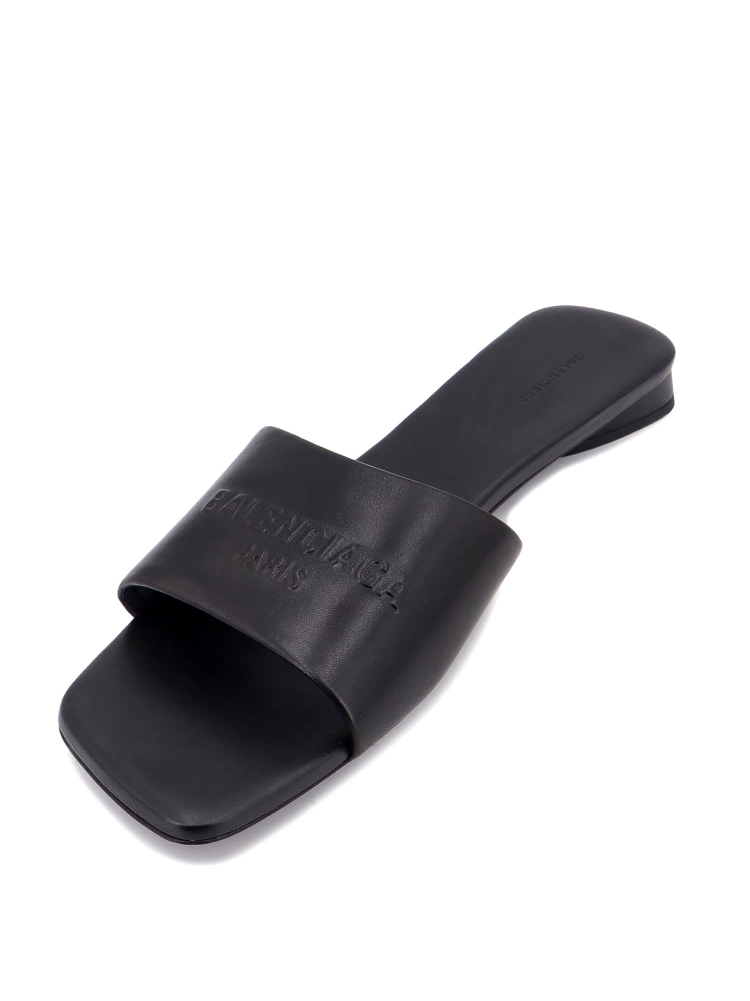 サンダル・ミュール BALENCIAGA DUTYFREE SANDALS Balenciaga Dutyfree Leather Logo Mule Sandals In Black