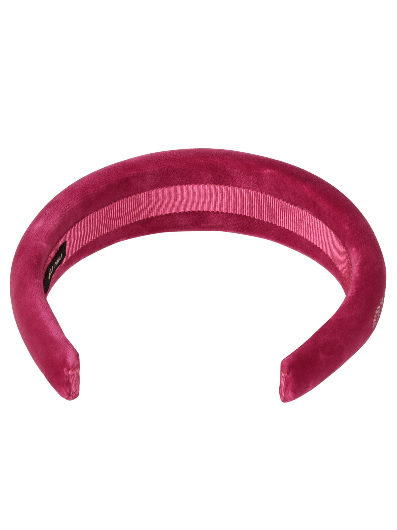 要在庫確認【関税無・国内発】MIU MIU / Wl Hdbnd Ld51 Miu Miu Logo Rhinestone Headband | italist