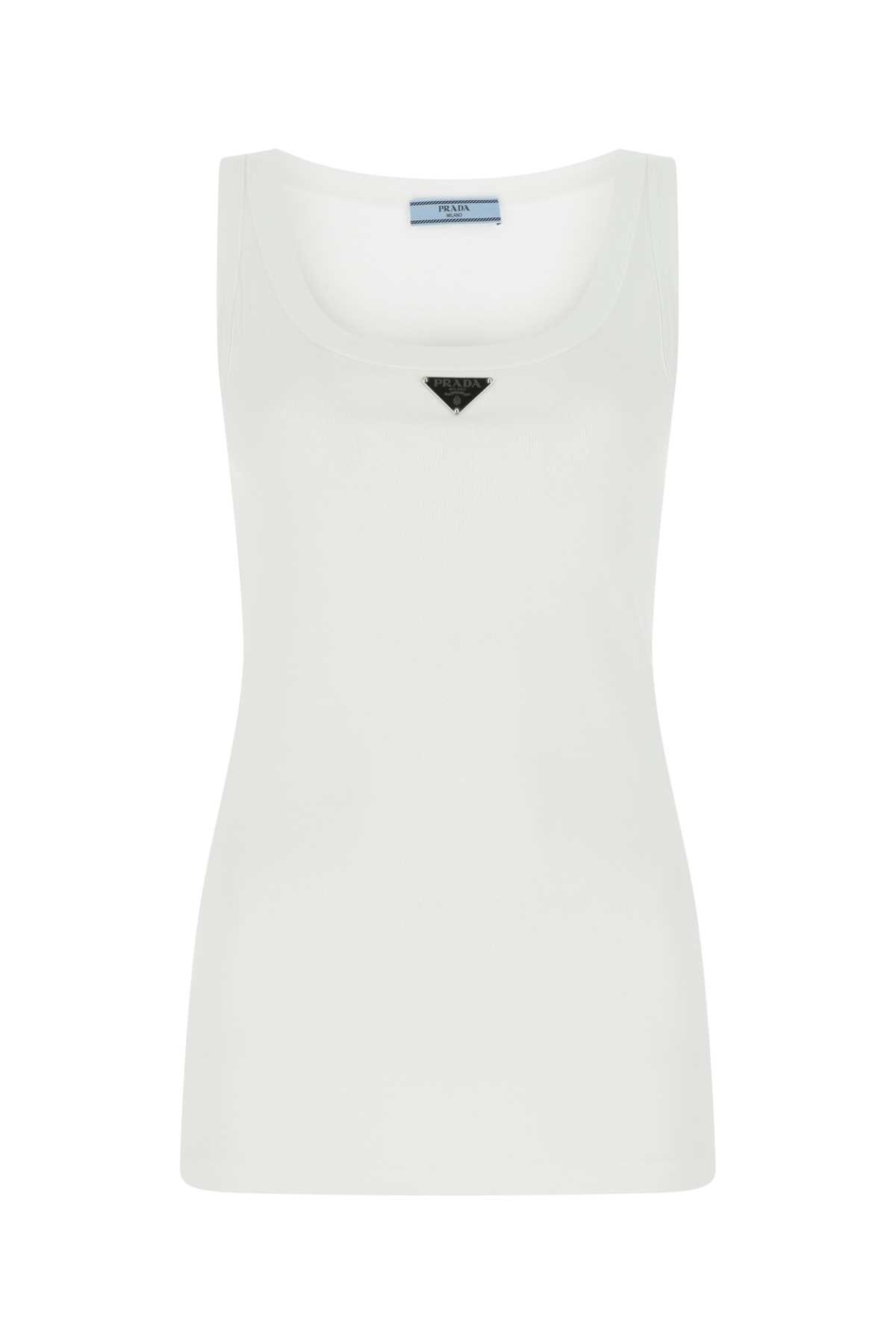 【送料&関税込】Prada White Cotton Tank Top White Cotton tank top | PRADA