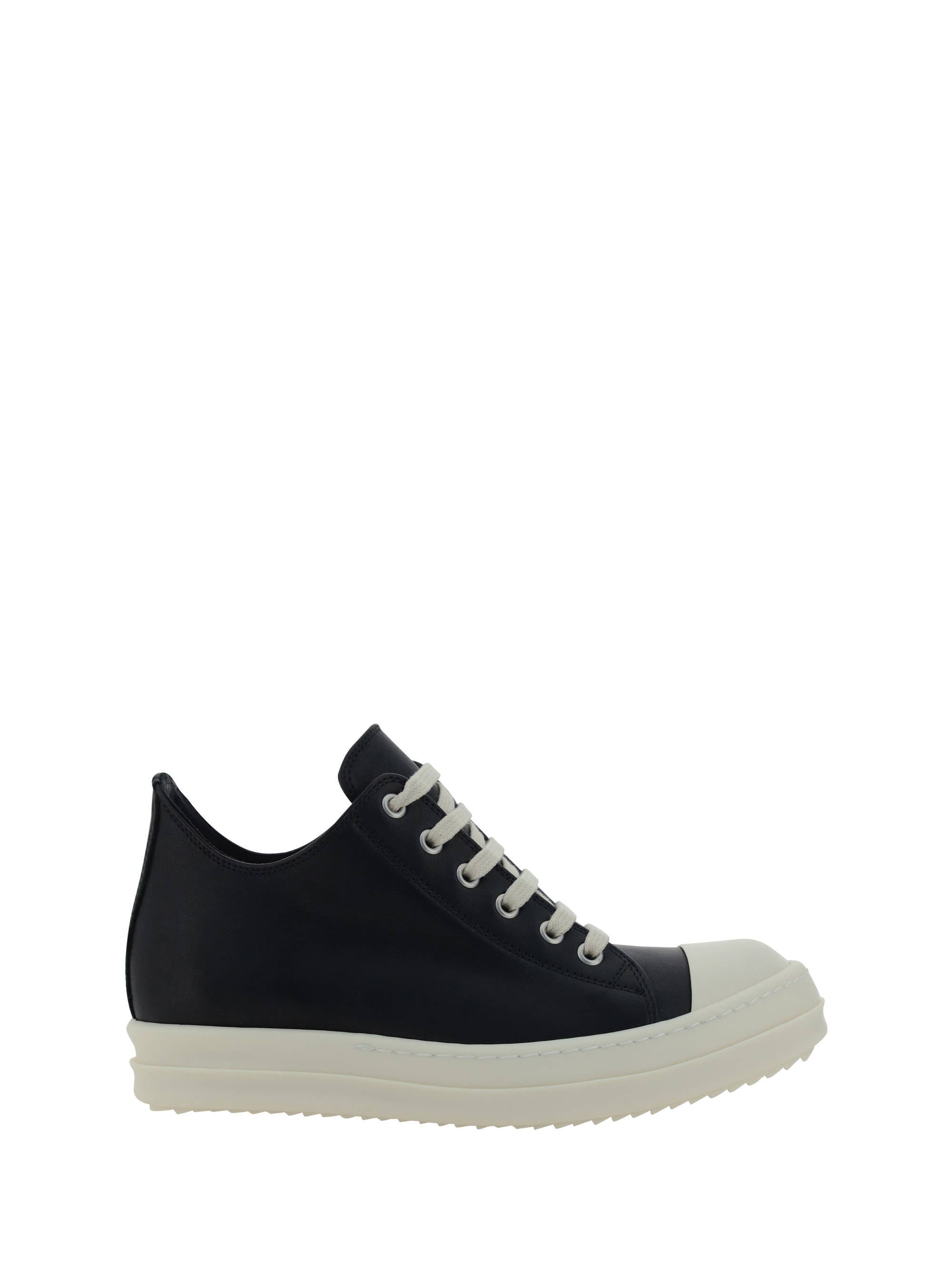 Rick Owens Jumbolaced Low Sneaks in Black, Pearl & Milk | FWRD