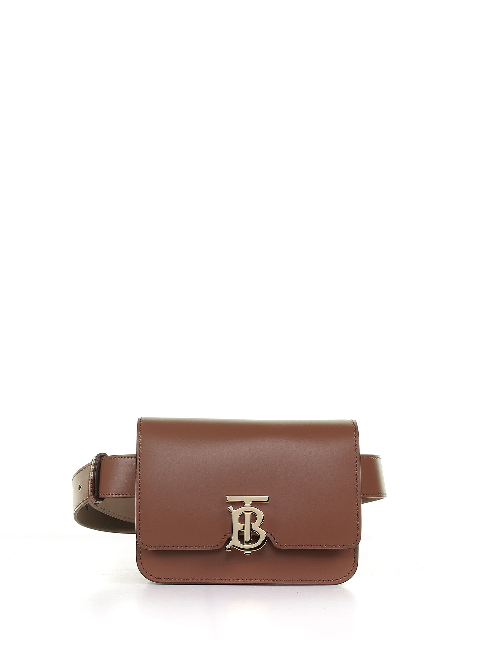 Burberry Malt Brown Tb Leather Bag