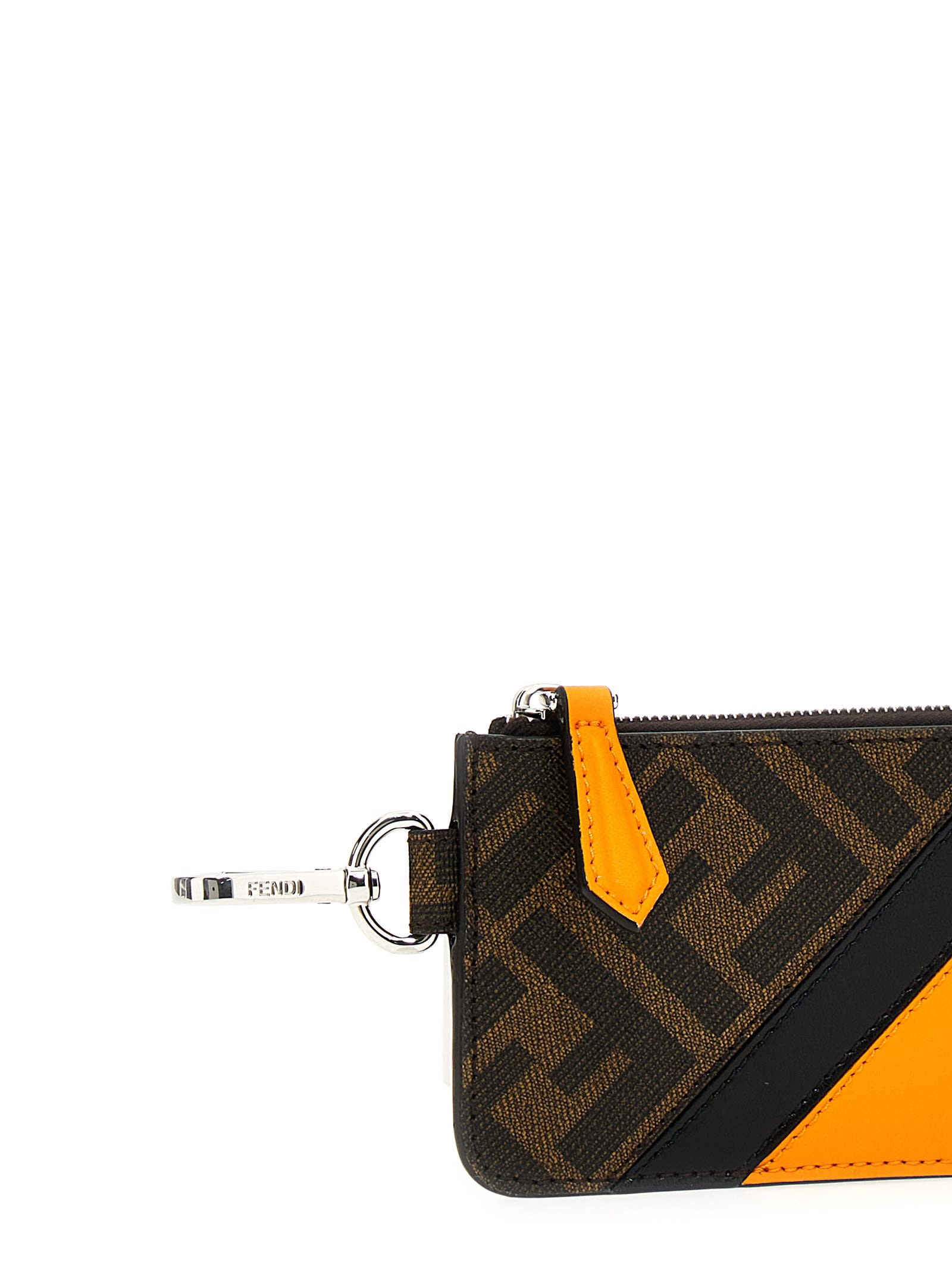 Fendi FF Diagonal coated cotton and leather credit card holder