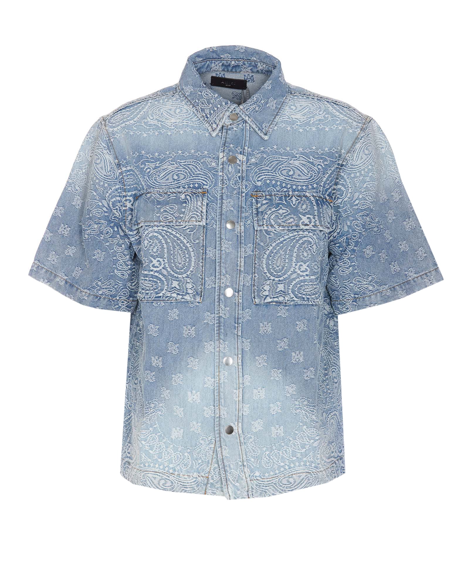 ヨ*リ様 AMIRI 24SS バンダナジャガードデニム半袖シャツ AMIRI Bandana Jacquard Short Sleeves Denim Shirt | italist