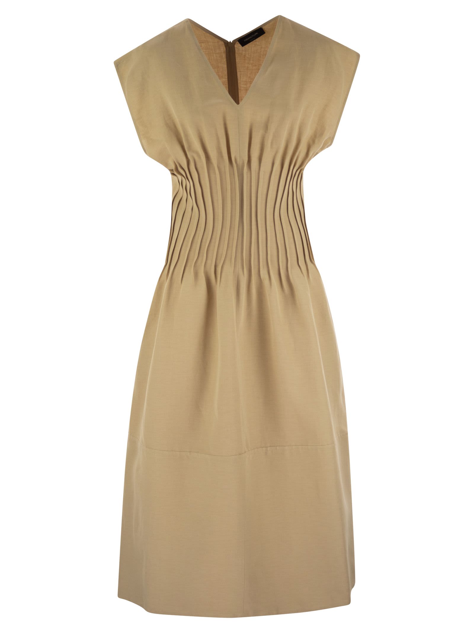 パーティードレス FABIANA FILIPPI Viscose and linen corset waist dress Fabiana Filippi Viscose And Linen Corset Waist Dress In