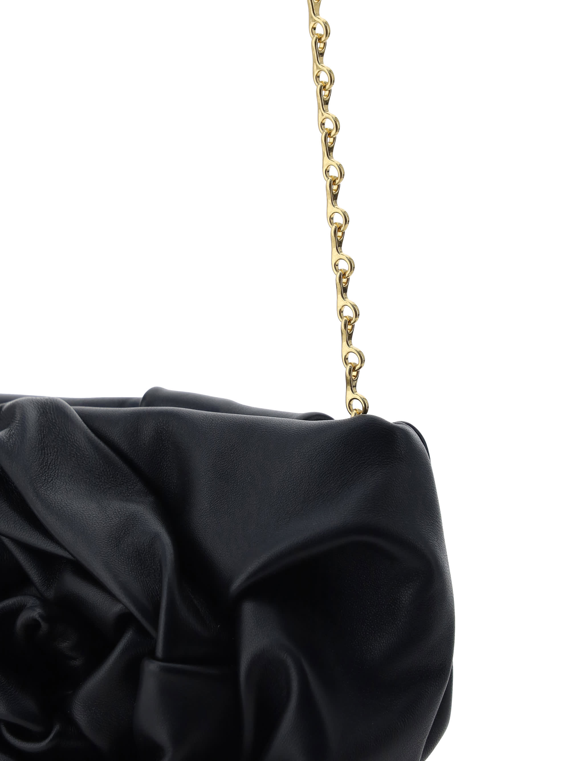 Burberry Black Nappa Leather Rose Clutch | italist