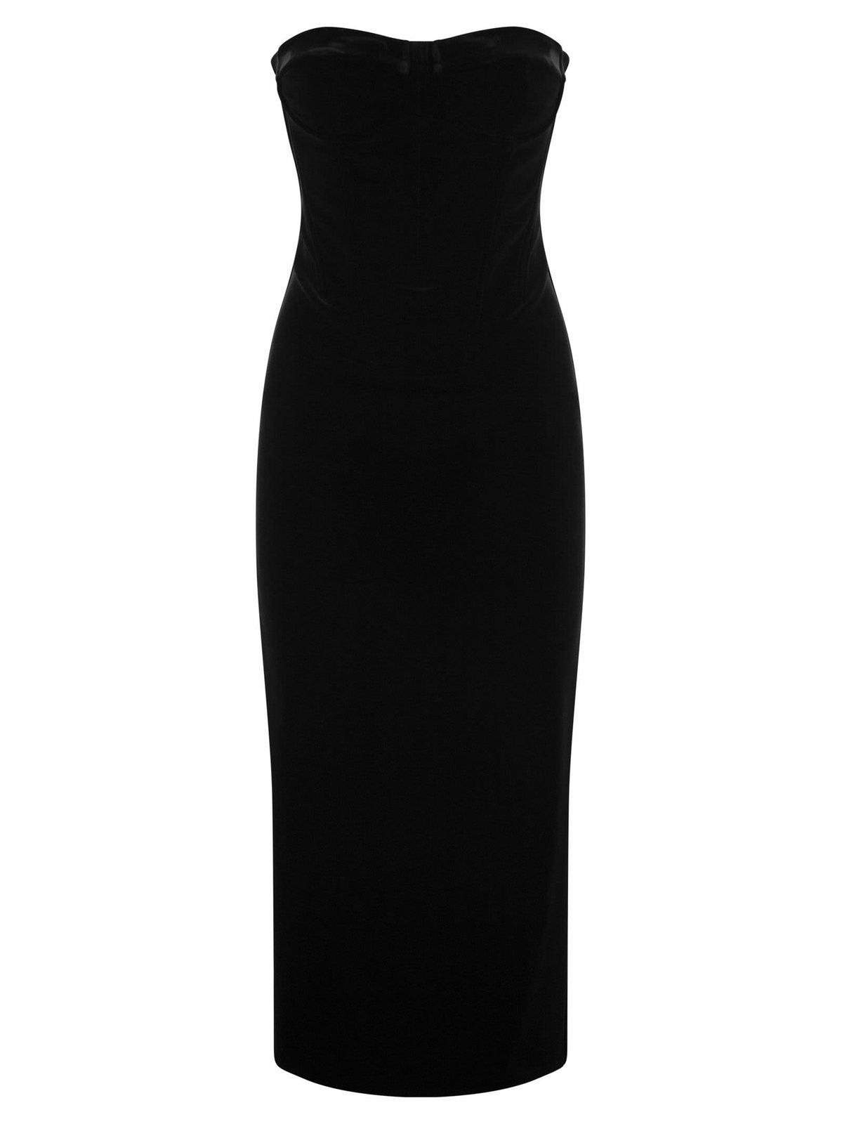 strapless velvet dress