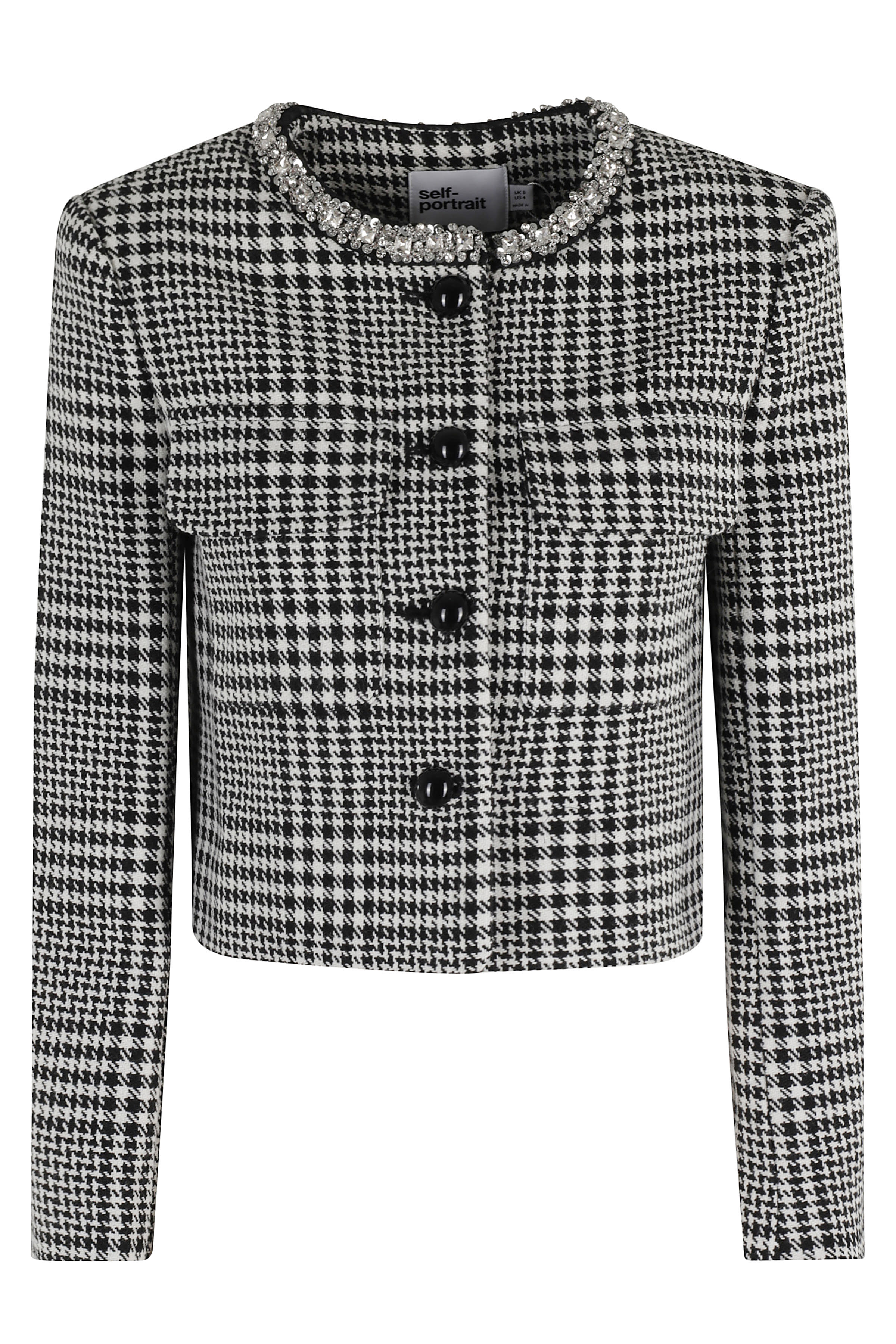 self-portrait Houndstooth Crystal Trim Jacket | italist