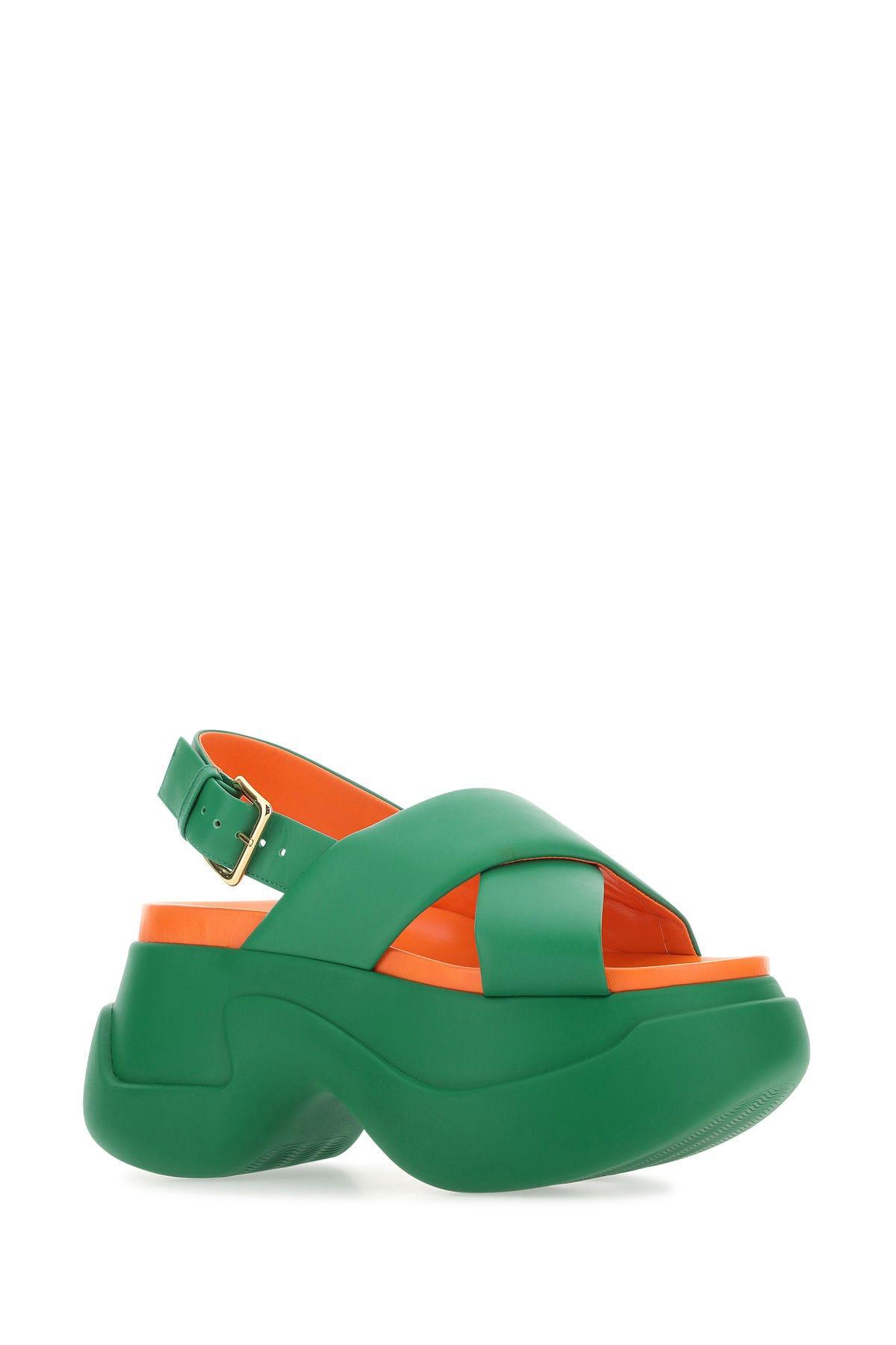 Marni Grass Green Leather Aras 23 Sandals | italist, ALWAYS