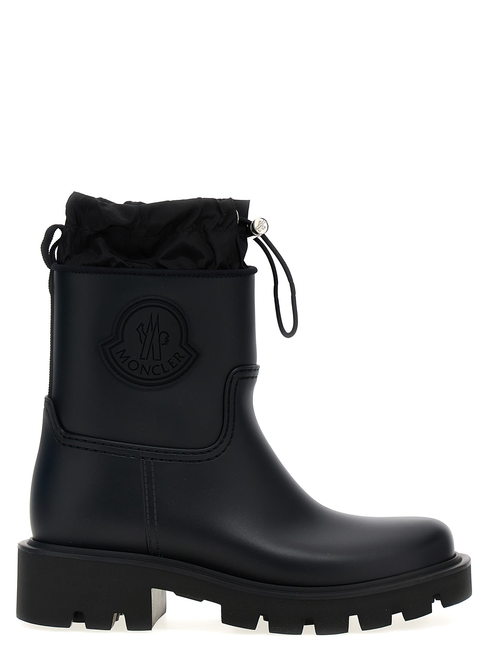 関税送料込★MONCLER*KICKSTREAM レインブーツ ロング ロゴ Moncler Black Kicktream Rain Ankle Boots | italist