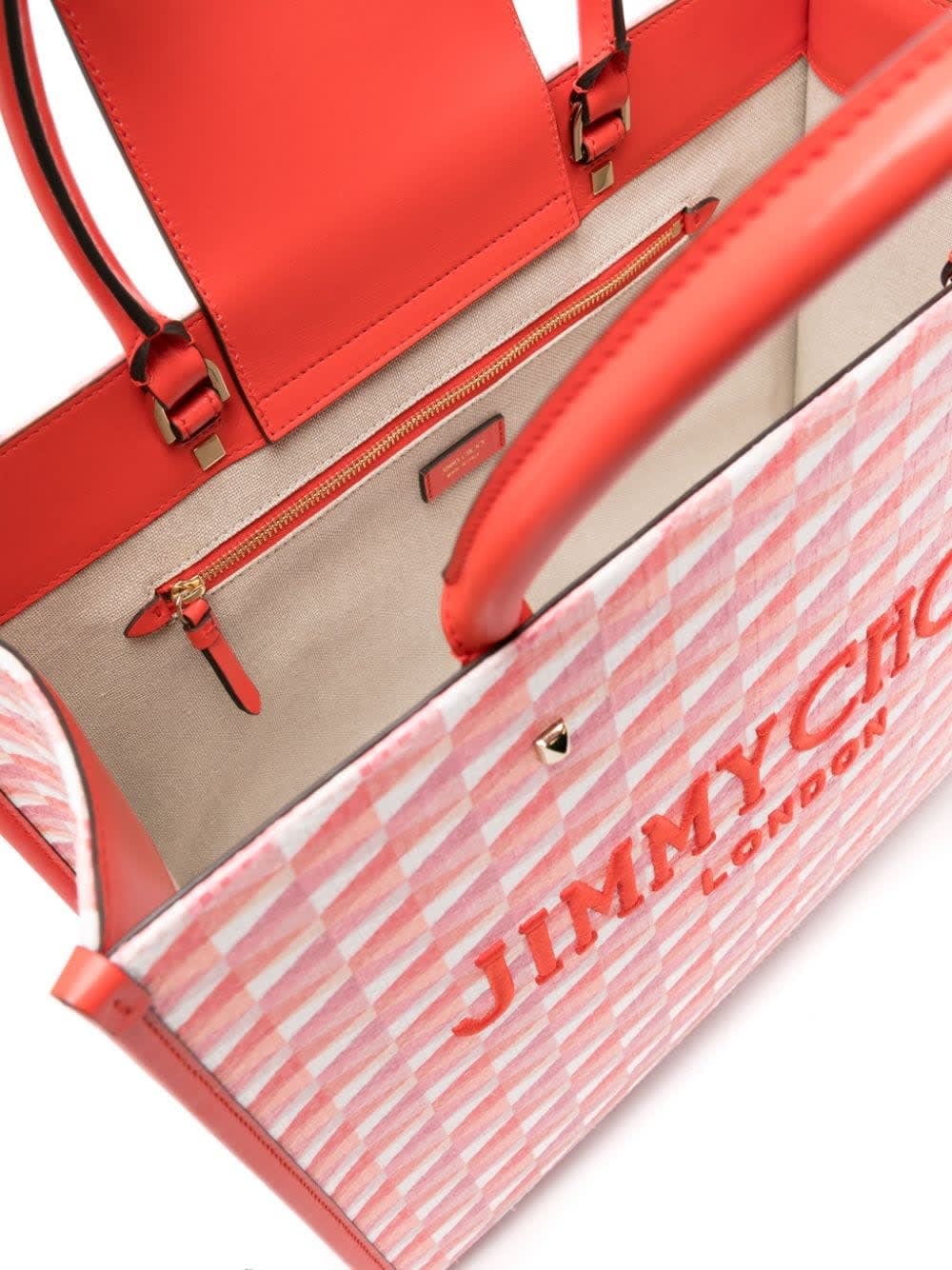 Jimmy Choo Avenue M Tote Bag In Paprika/mix Rosa Confetto