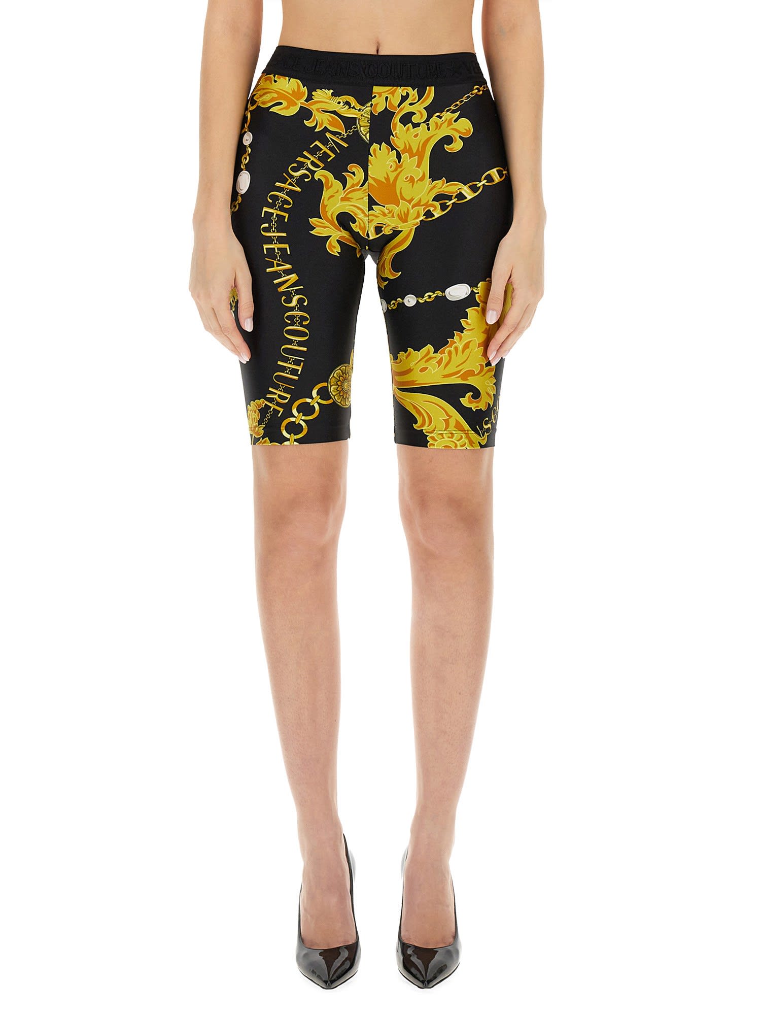 デニム・ジーパン VERSACE JEANS CYCLING SHORTS WITH LOGO Versace Jeans Couture Logo Cycling Shorts | italist, ALWAYS