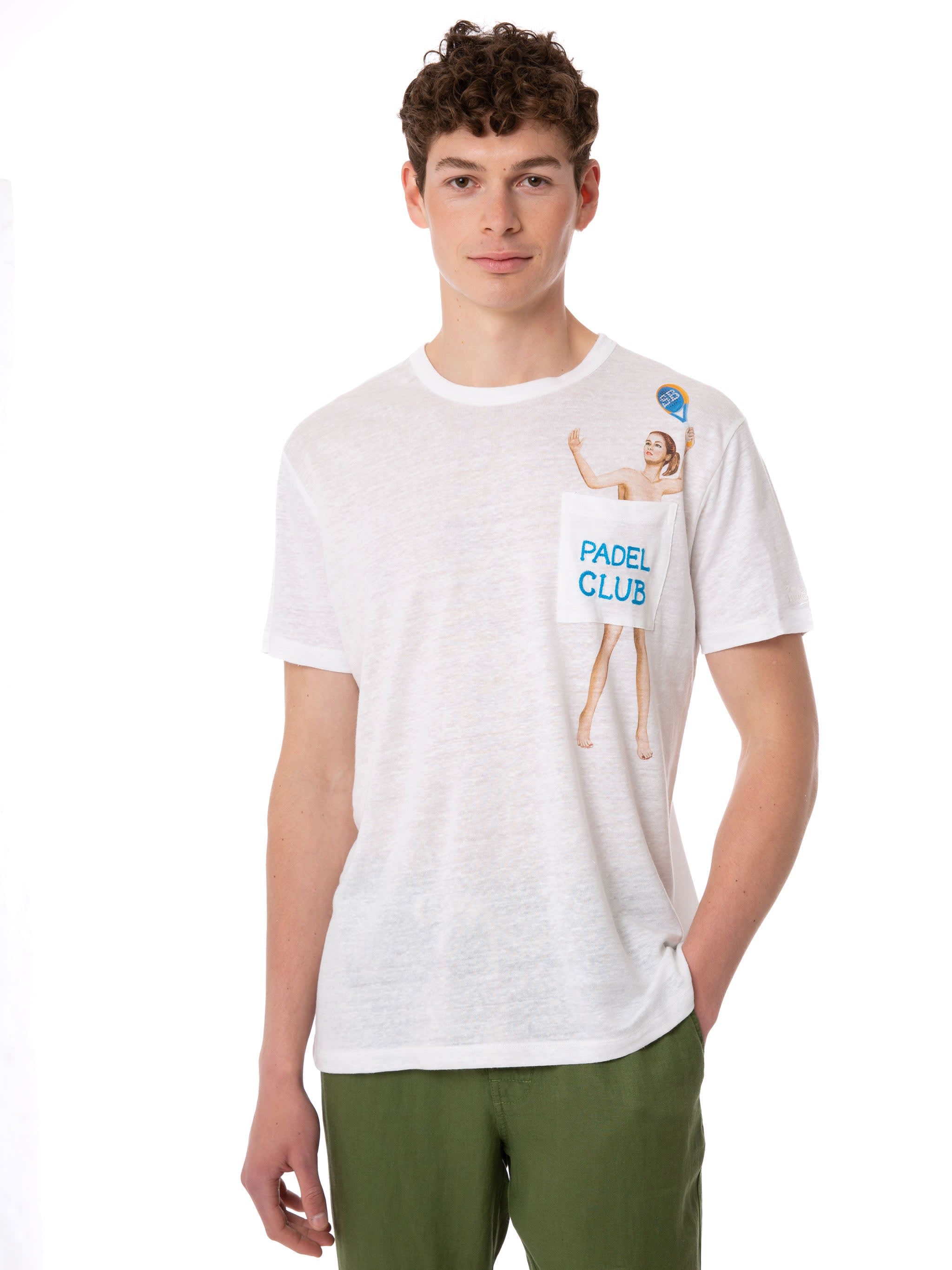 Tシャツ・カットソー MC2 Saint Barth MC2 Saint Barth Man Linen Jersey T-shirt With Printed Pocket