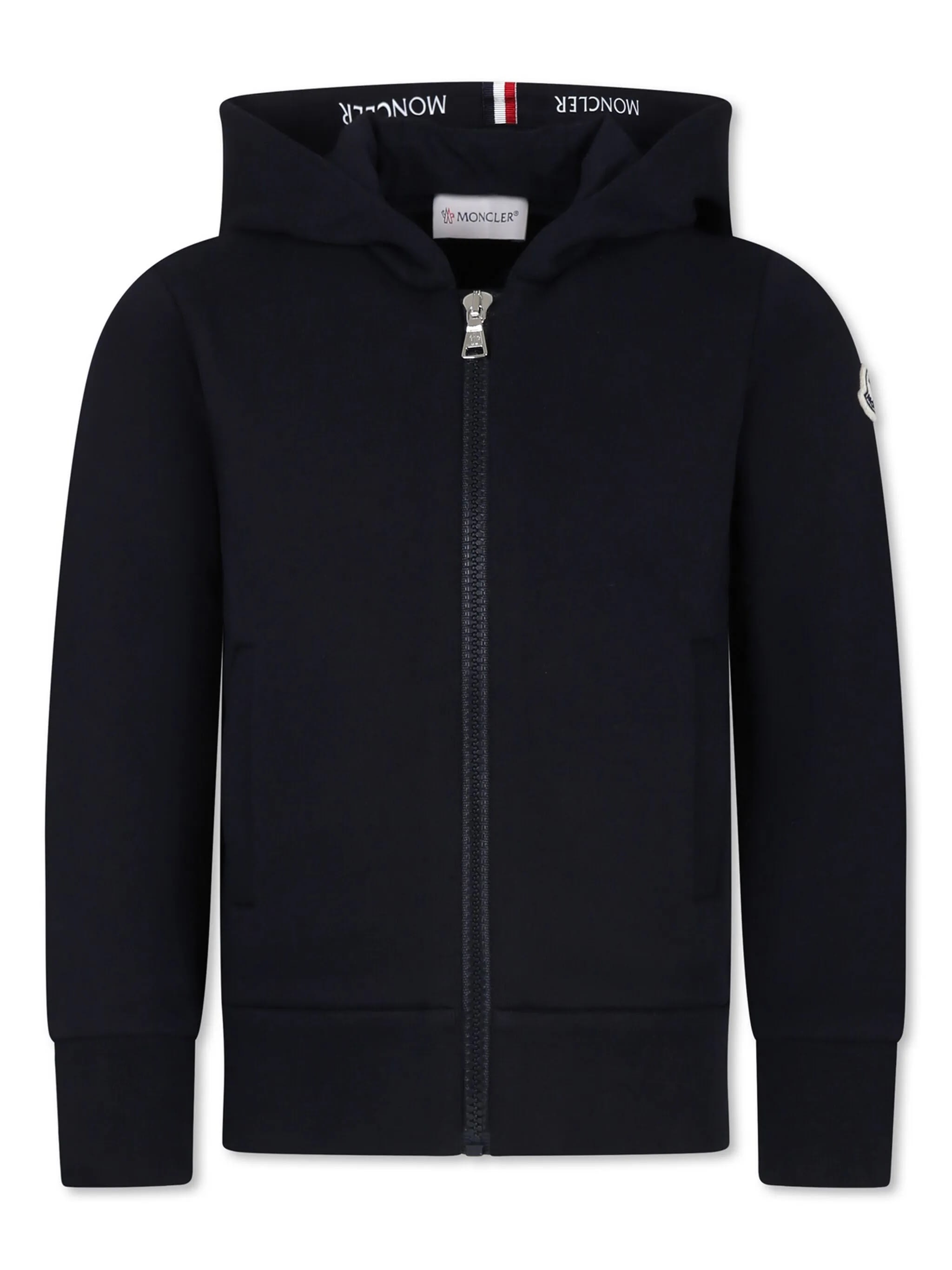 【送料&関税込】Moncler Full Zip Hoodie Moncler Logoed Hoodie With Zip In Night Blue | italist