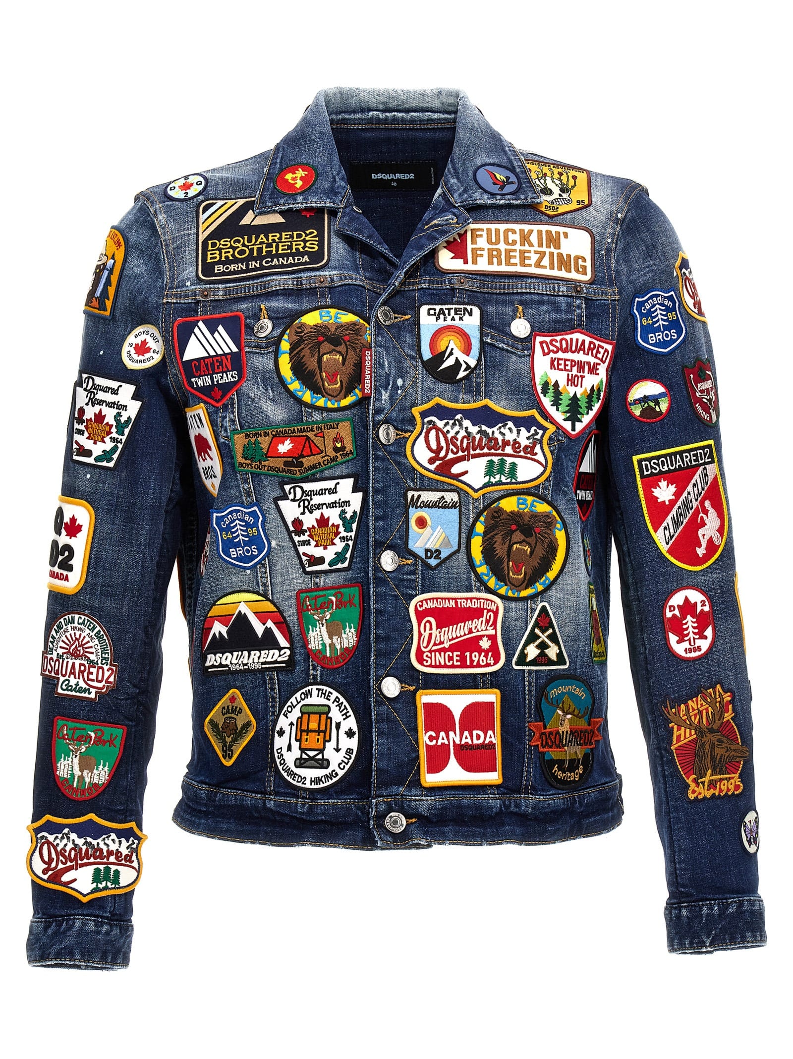 DSQUARED2 パッチ付きデニムジャケット 36 DSQUARED2 ディースクエアード パッチワーク デニムジャケット
