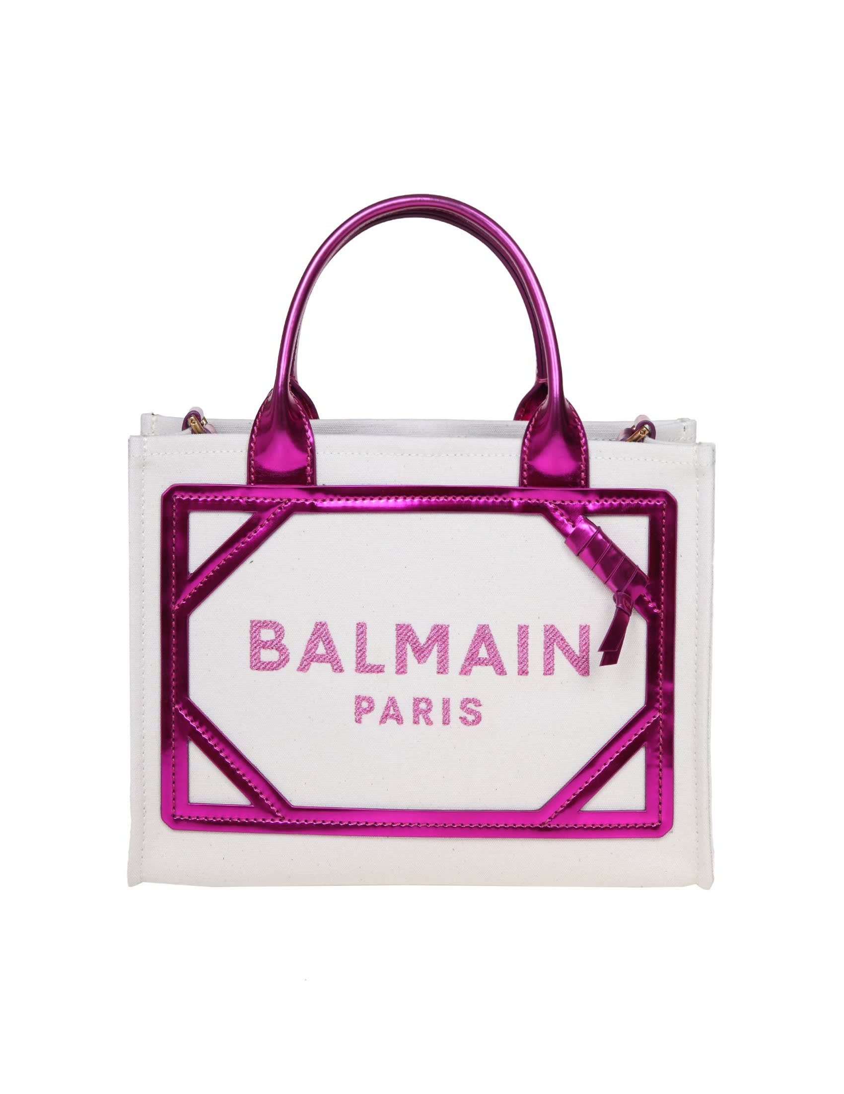 Balmain B-army Small Shopper In Canvas And Leather | italist