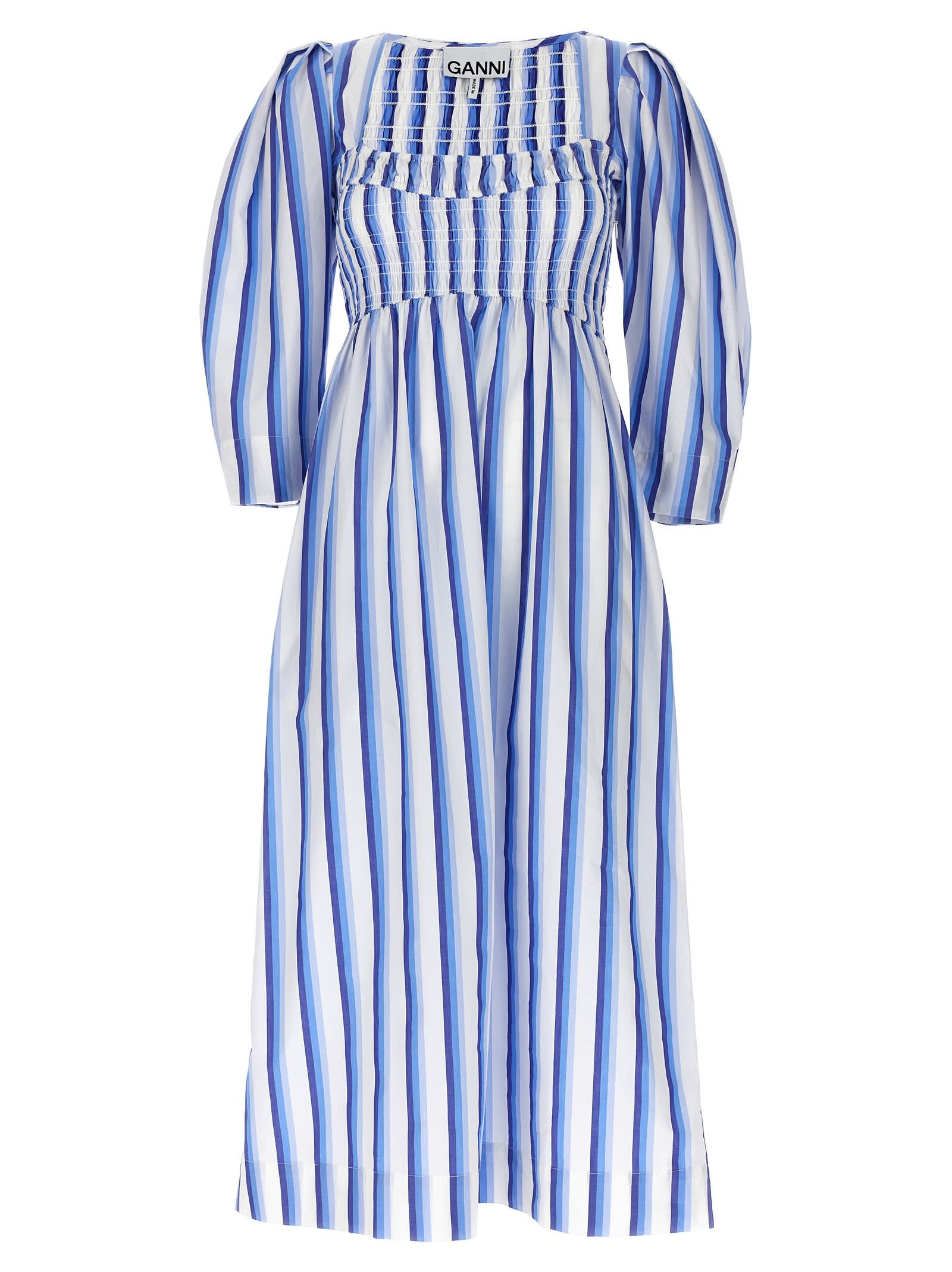 striped smock stitch dress