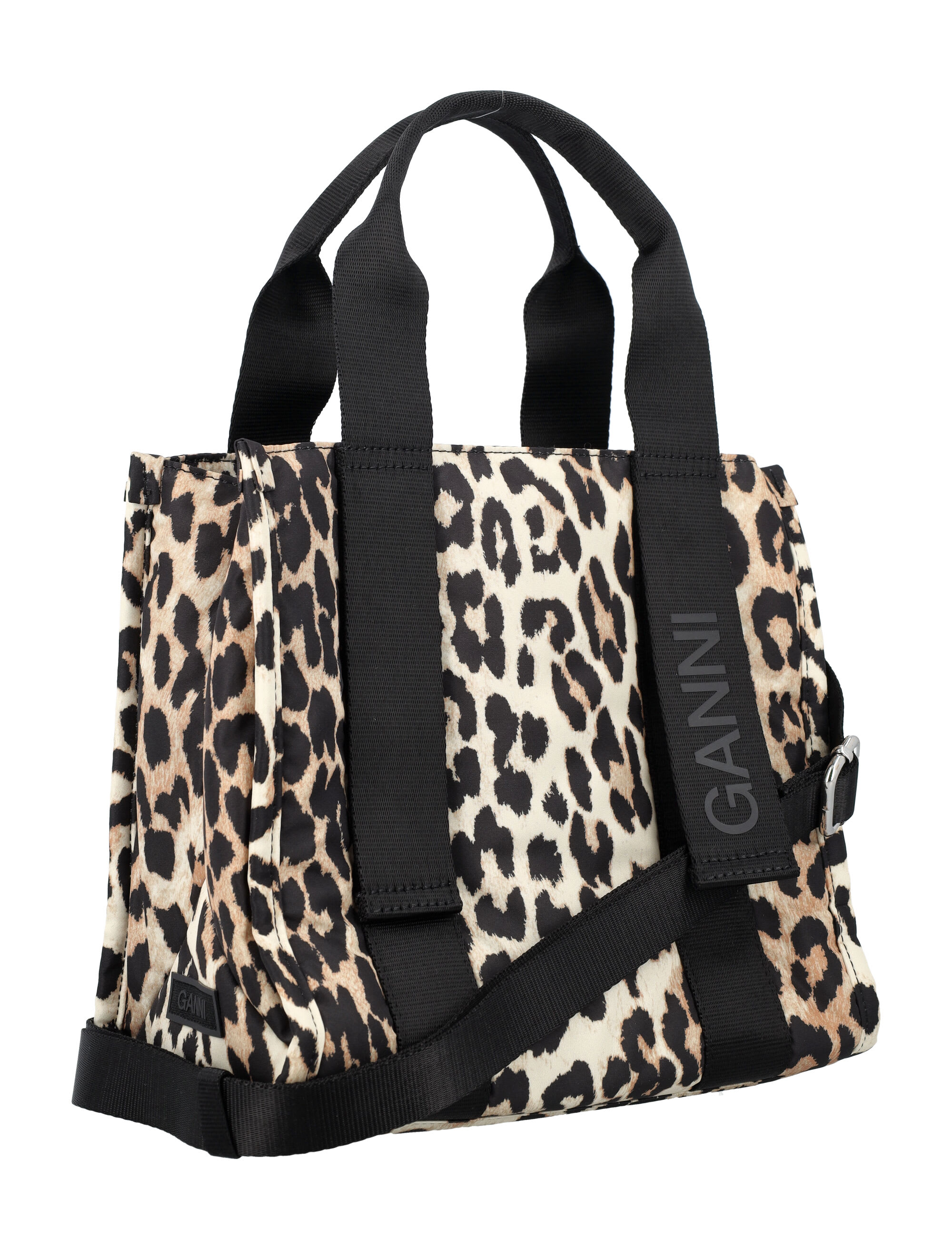 Ganni Small Leopard 'Tech' Tote Bag