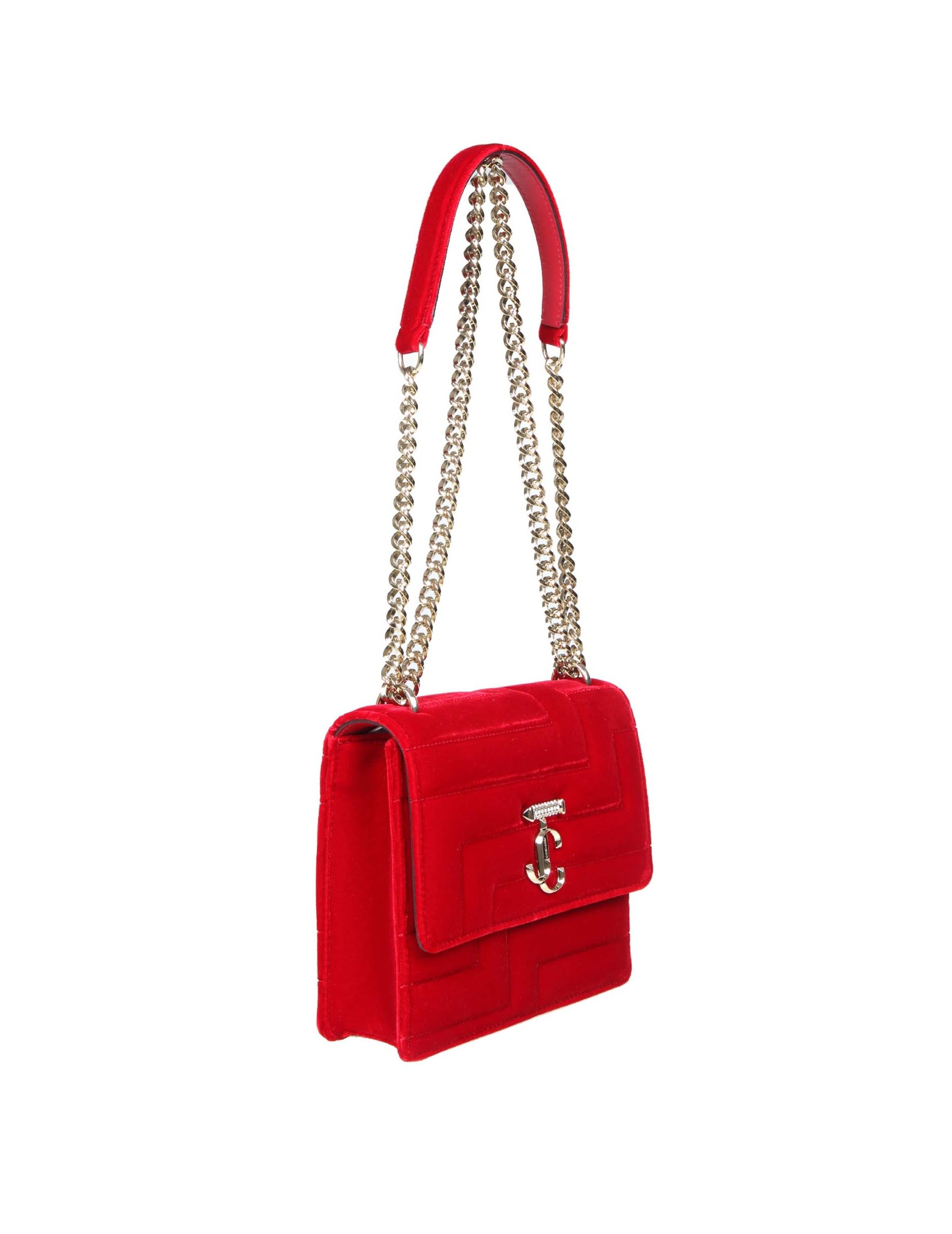 Jimmy Choo Varenne Shoulder Bag In Red Color Velvet | italist