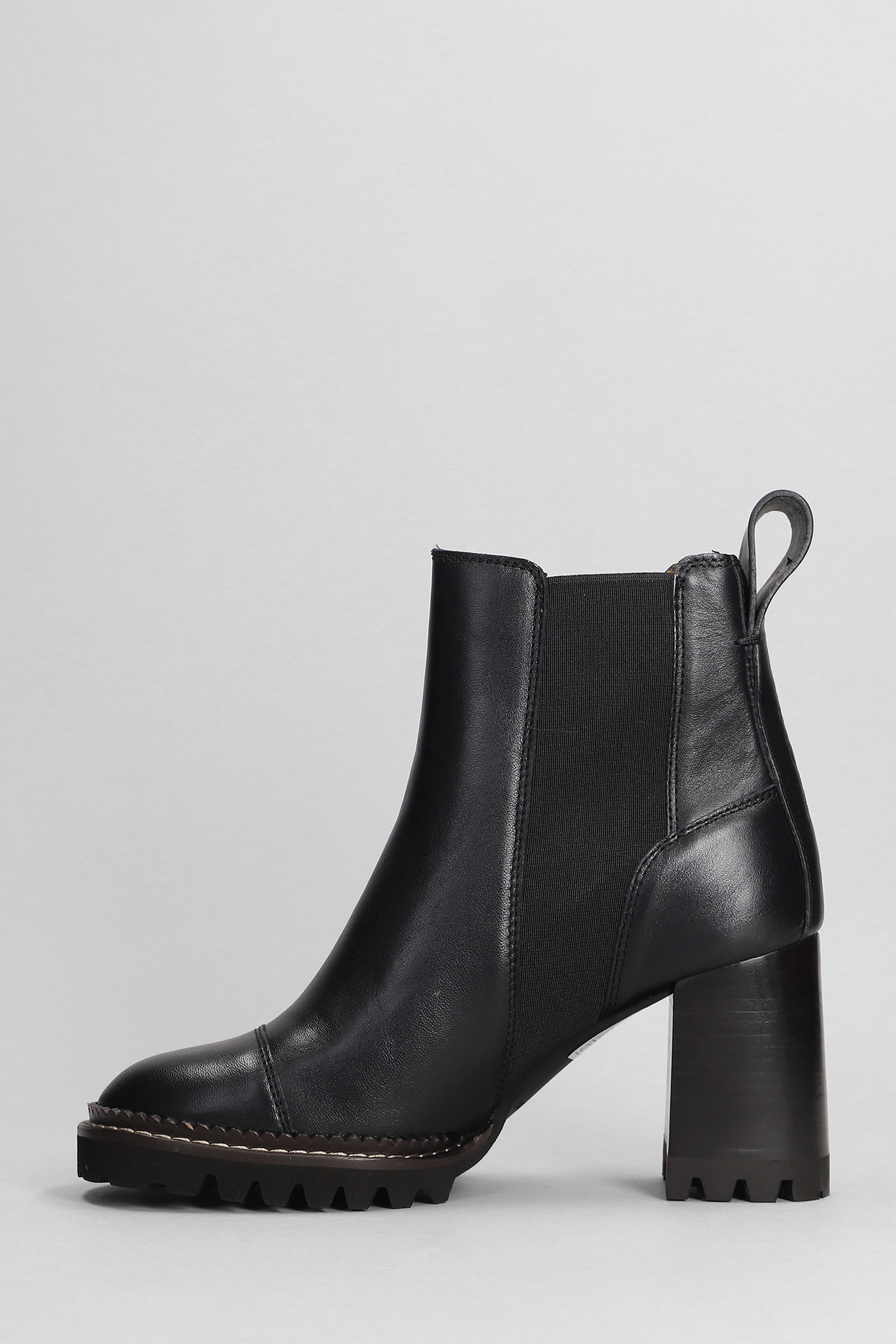 See by Chloé Mallory High Heels Ankle Boots In Black Leather