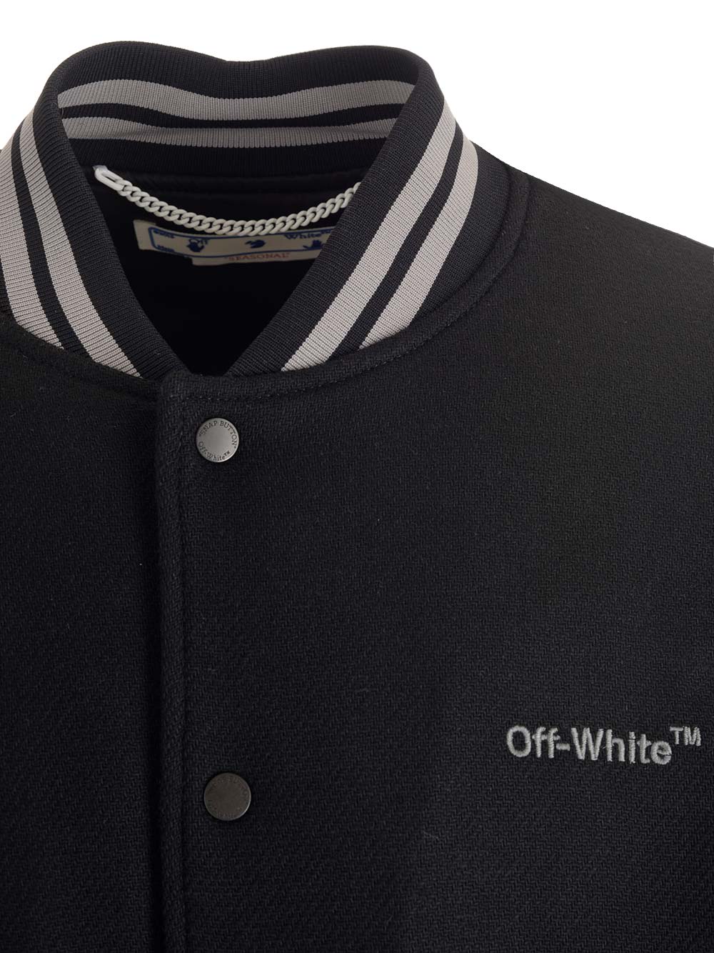 Off-White Diagonal Outline Wool Varsity Jacket Black - M