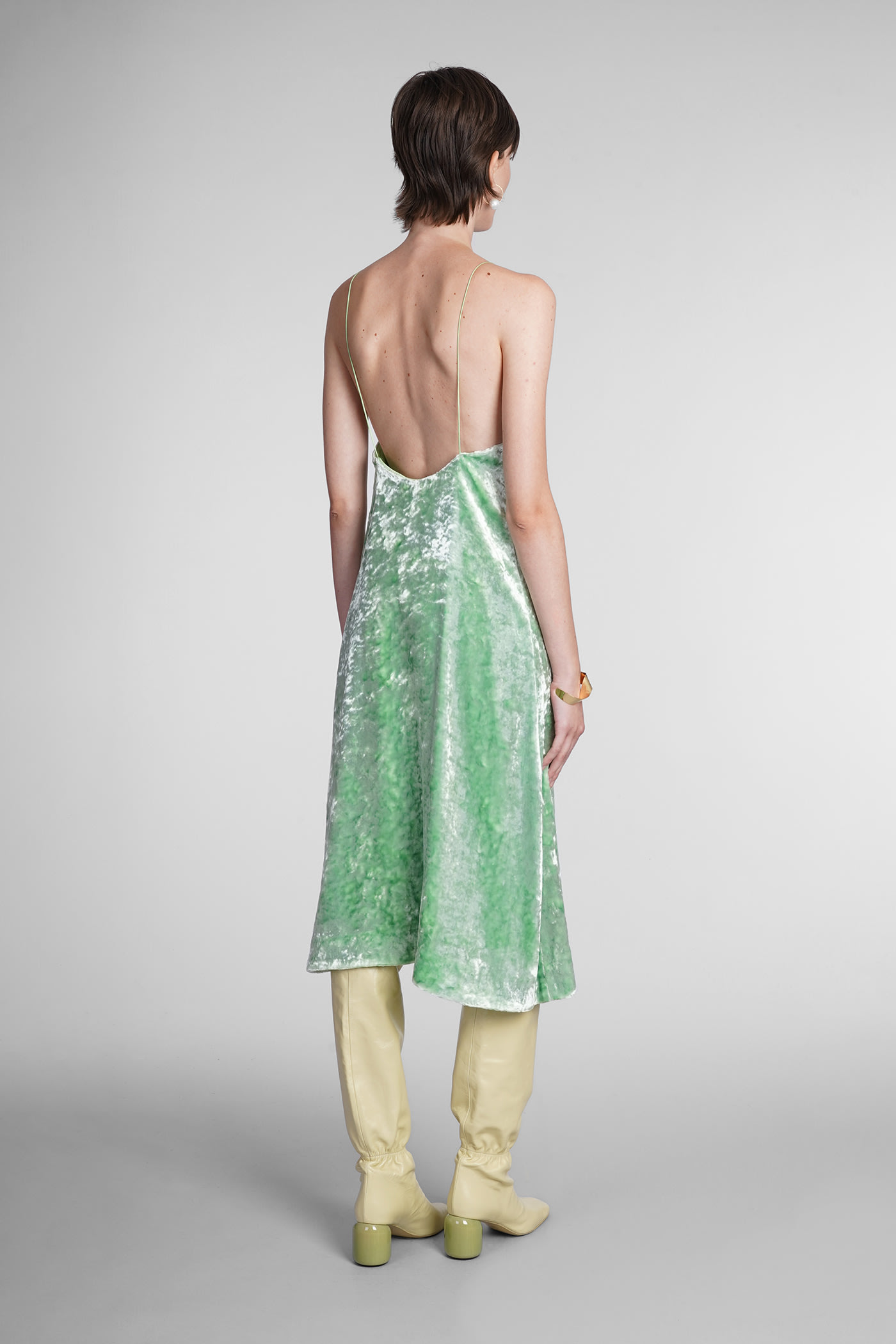 Jil Sander Dress In Green Velvet | italist