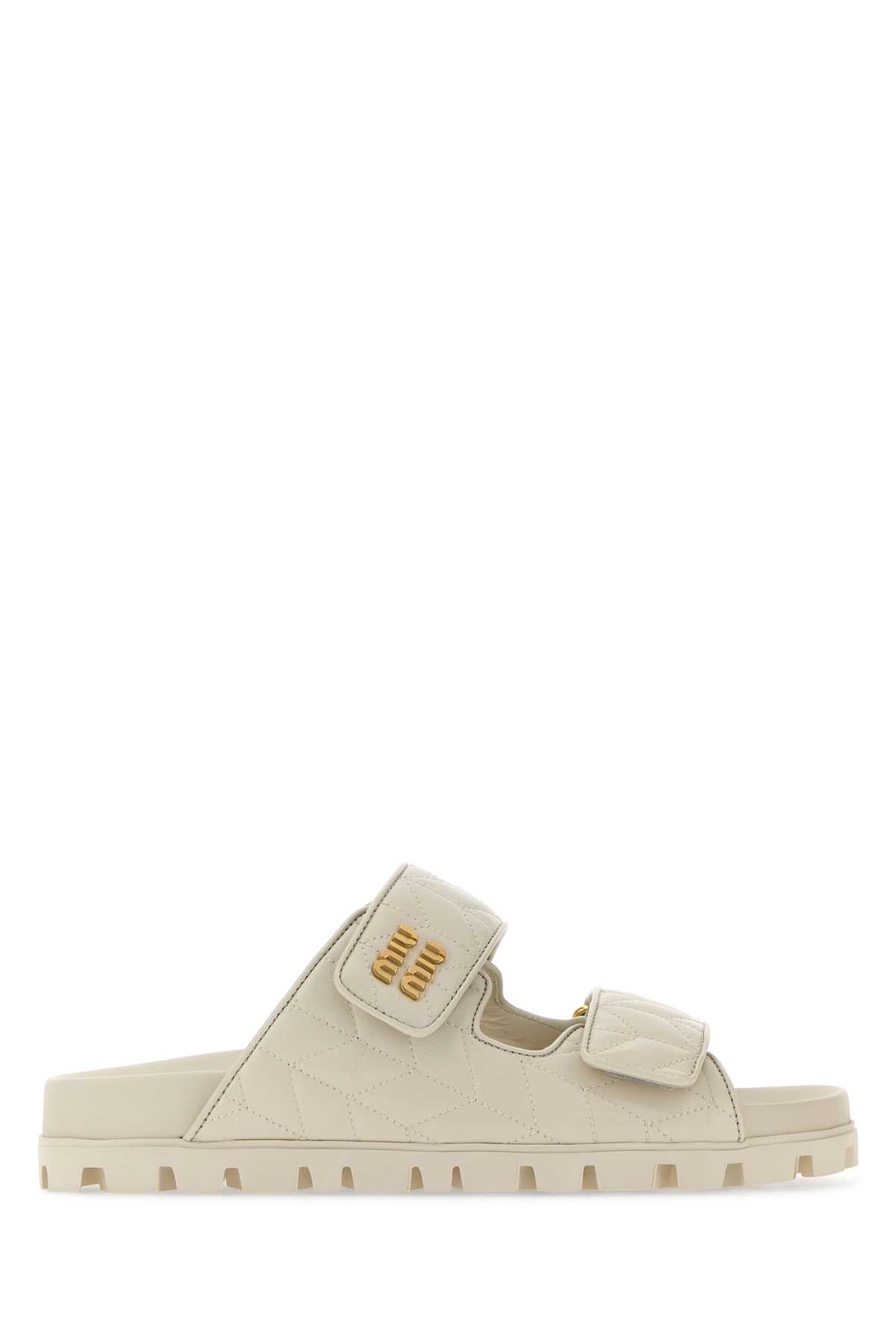 Miu Miu White Nappa Leather Slippers | italist