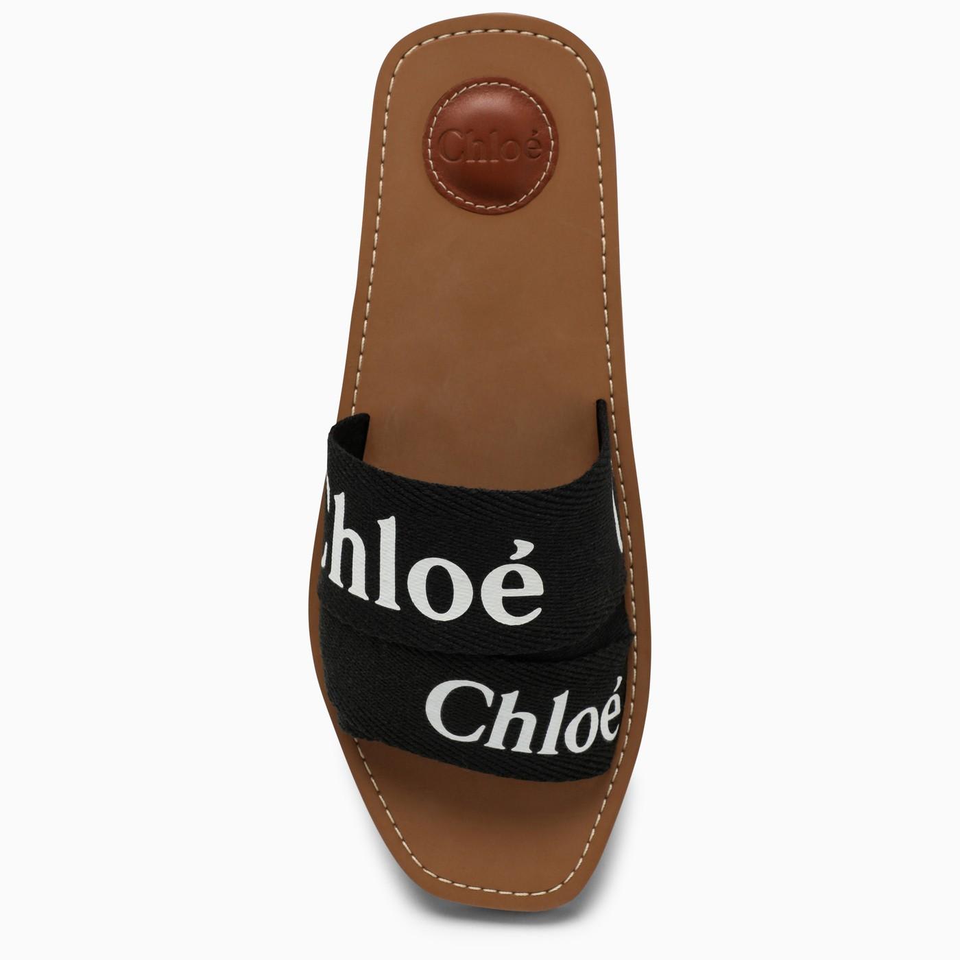 Chloé Black Woody Flat Sandals