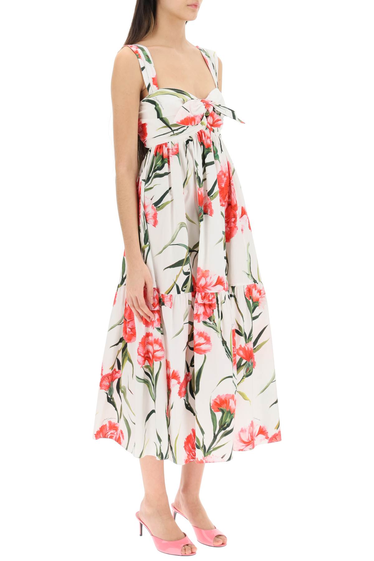 【送料&関税込】Dolce & Gabbana Cotton Midi Dress With E DOLCE & GABBANA Cotton Poplin Midi Dress In Floral Print