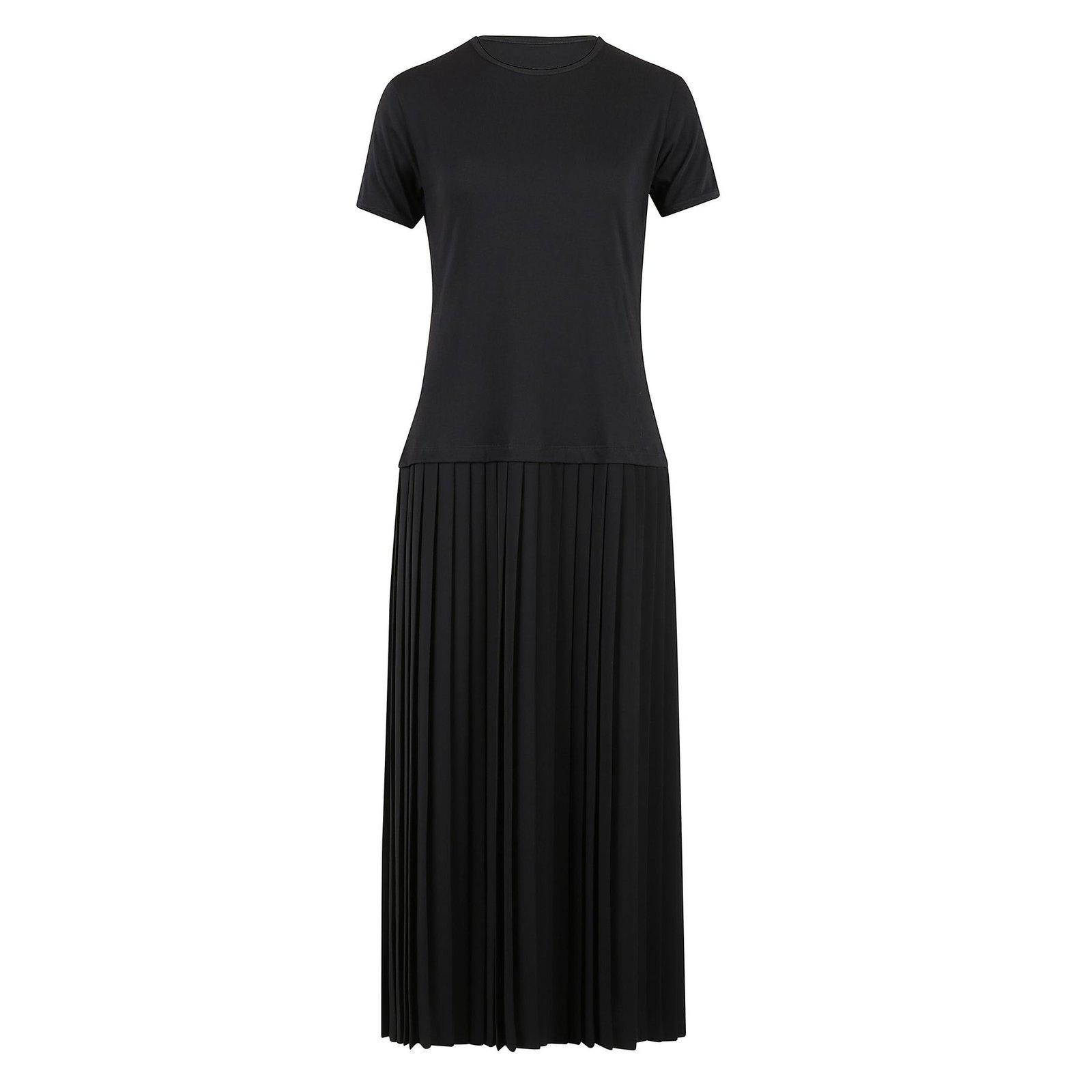 pleated maxi jersey dress