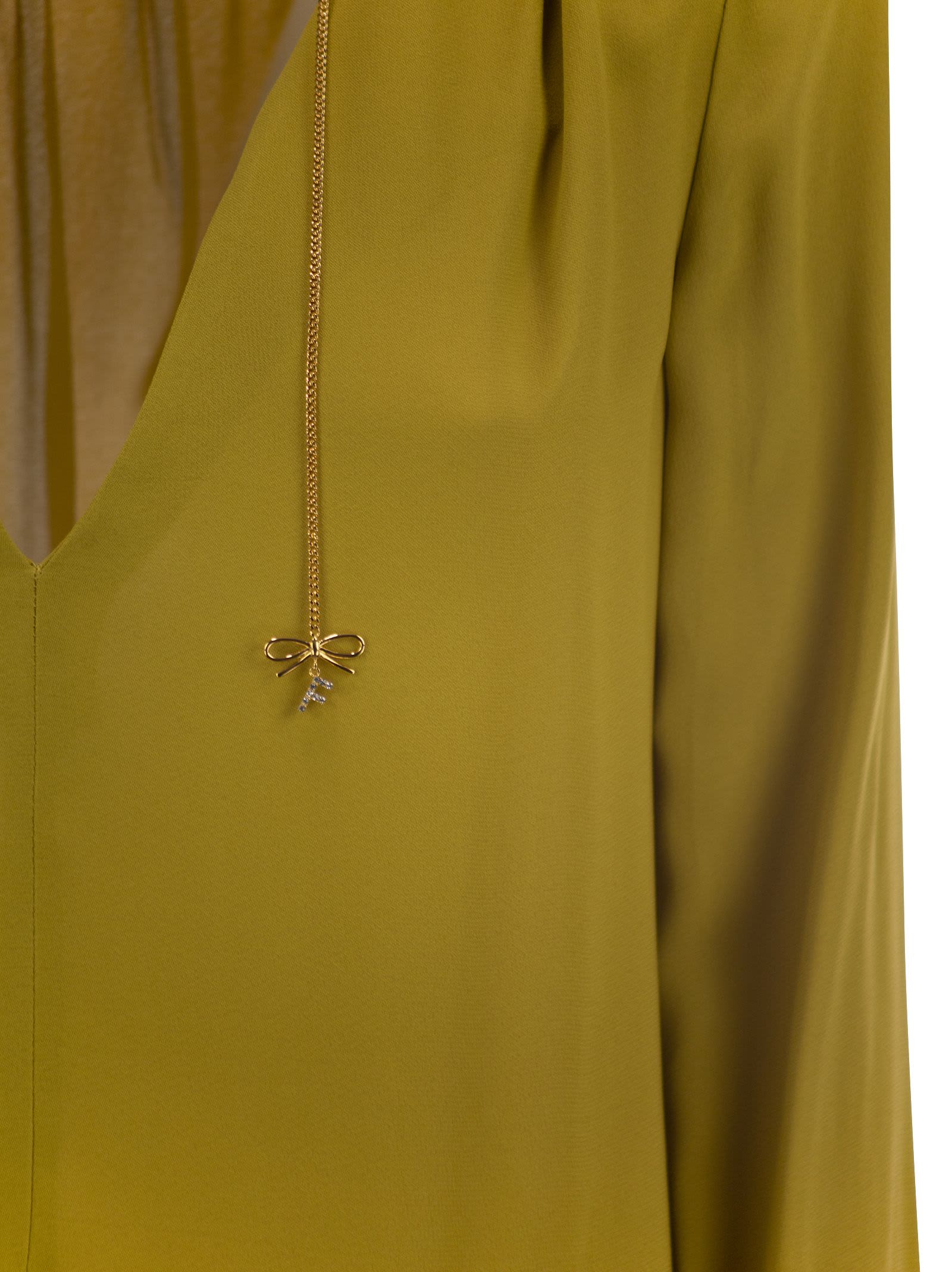 Tシャツ・カットソー ELISABETTA FRANCHI Georgette shirt with charms and logo CA08051E2 Elisabetta Franchi Georgette Shirt With Charms And