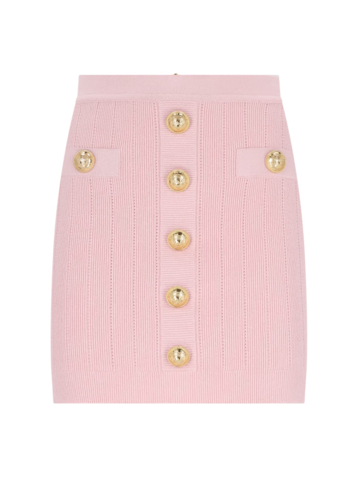 ミニスカート BALMAIN 2 PKTS BUTTONED KNIT SHORT SKIRT (EF1LB290KB07 0PA) Knit skirt with buttons black black - Women | BALMAIN