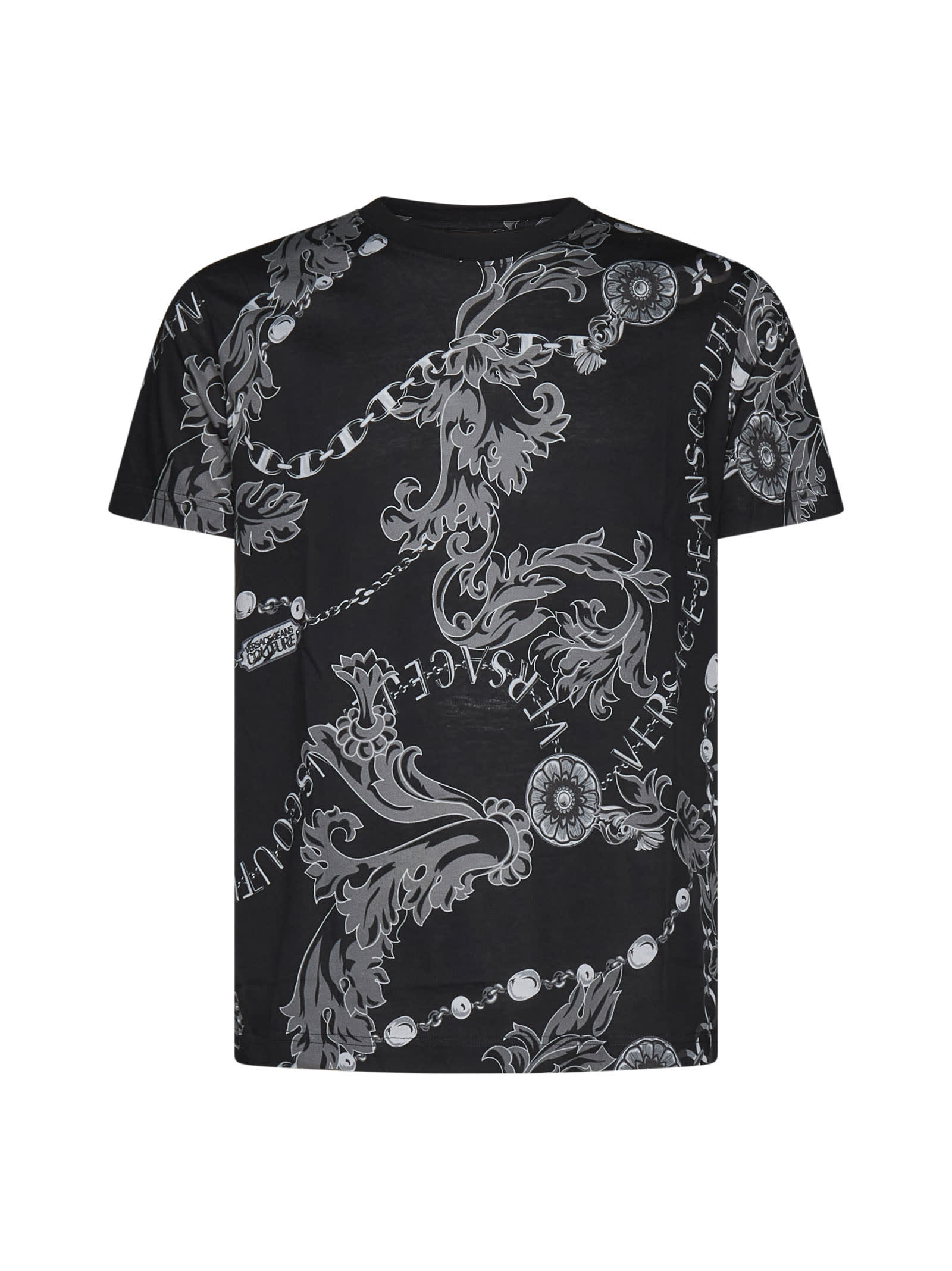 【送料&関税込】Versace maxi chain T-shirt（白） Versace Maxi Chain logo-print T-shirt | White | FARFETCH