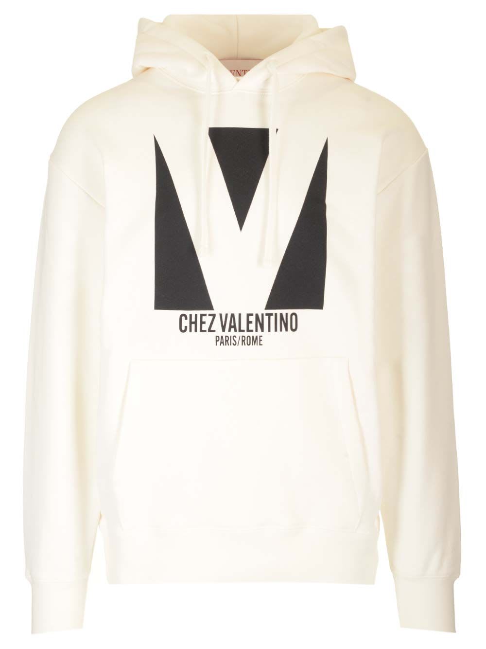 ヴァレンティノ Valentino Chez Hoodie Valentino: Black Cotton 'Chez Valentino' Print Hoodie | SSENSE