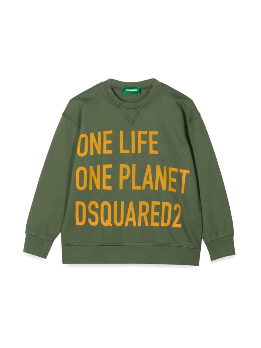スウェット・トレーナー D SQUARED2 ONE LIFE ONE PLANET COTTON JERSEY SWEATSHIRT Dsquared2 One Life One Planet Hoodie | italist
