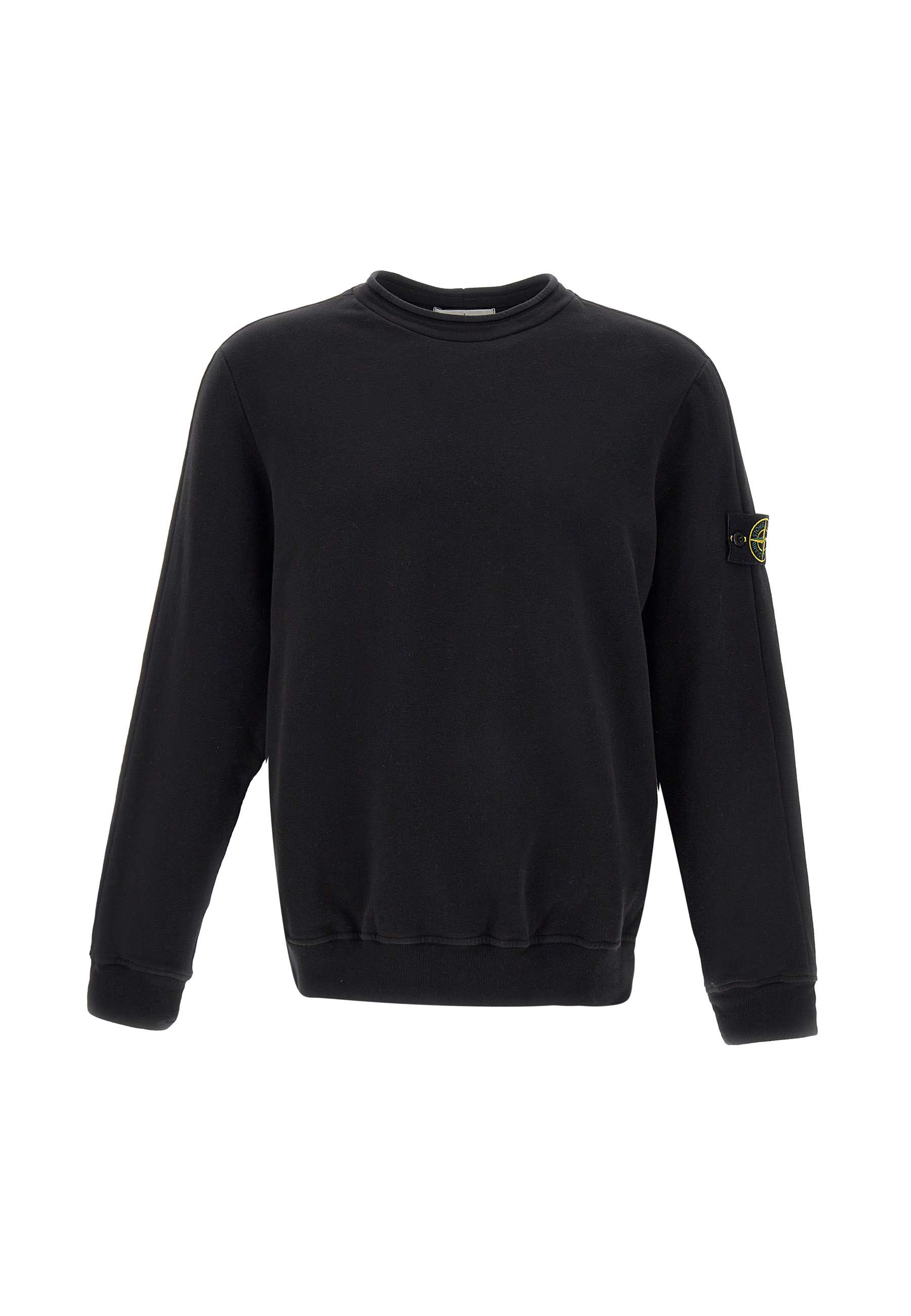 Logo Patch Cotton Sweatshirt in Black - Stone Island