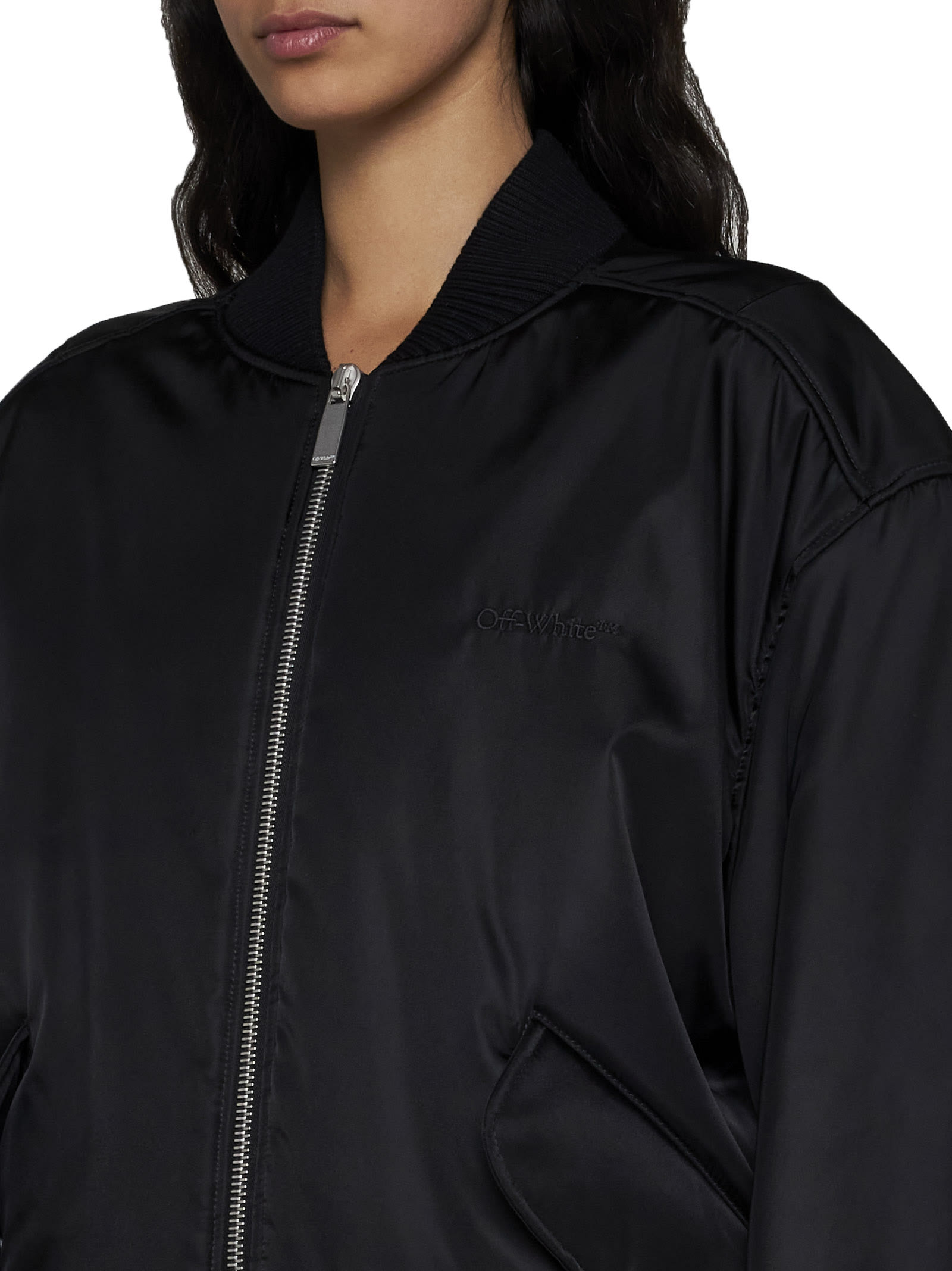 Off-White Black Nylon Blend Bomber Jacket | italist, ALWAYS