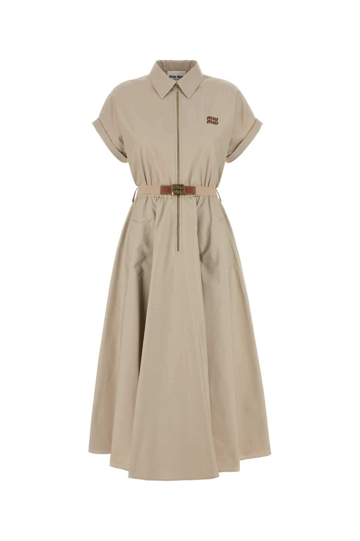 ワンピース MIUMIU CAPPUCCINO COTTO BLEND SHIRT DRESS Miu Miu Cappuccino Cotto Blend Shirt Dress | italist، خصومات