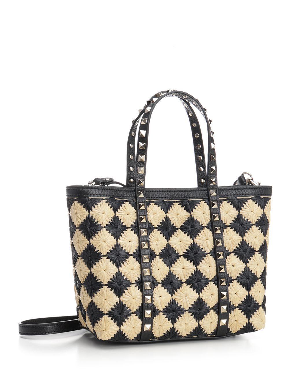 Valentino Garavani Embroidered Raffia Mini Rockstud Handbag