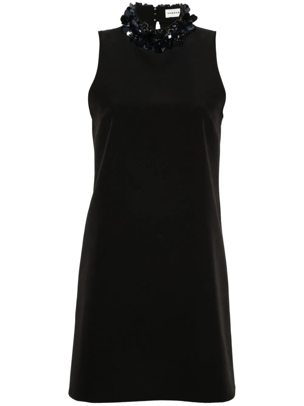 sleeveless high neck mini dress with paillettes