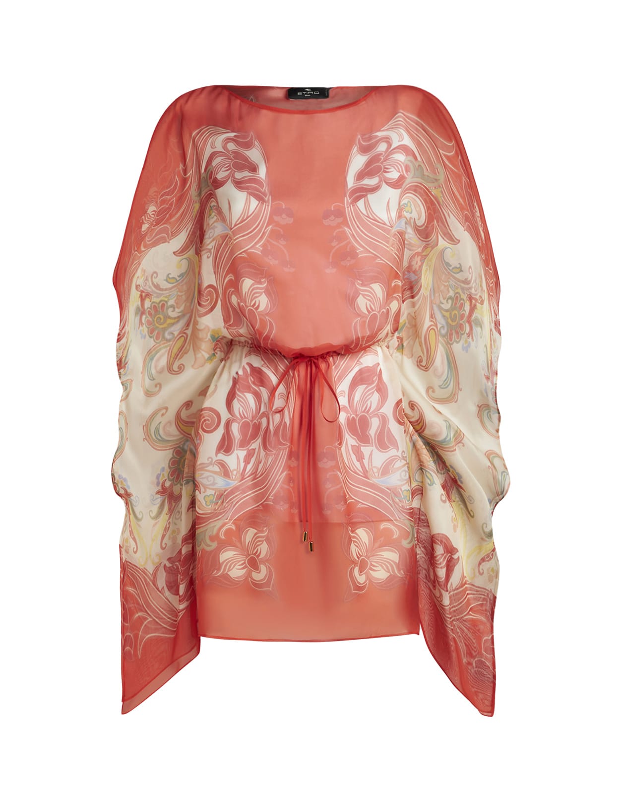 【関税&送料込】Etro Short Printed Silk Caftan Etro Red Printed Silk Short Caftan | italist