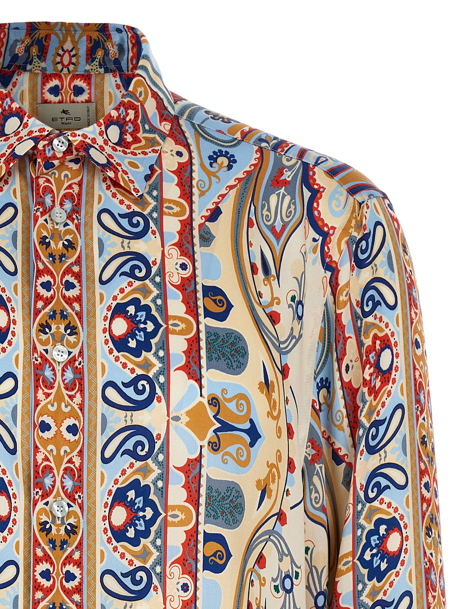 Tシャツ・カットソー ETRO SS25 Paisley print shirt (MRIC005299SP493 X0880) Etro Paisley Print Shirt in White