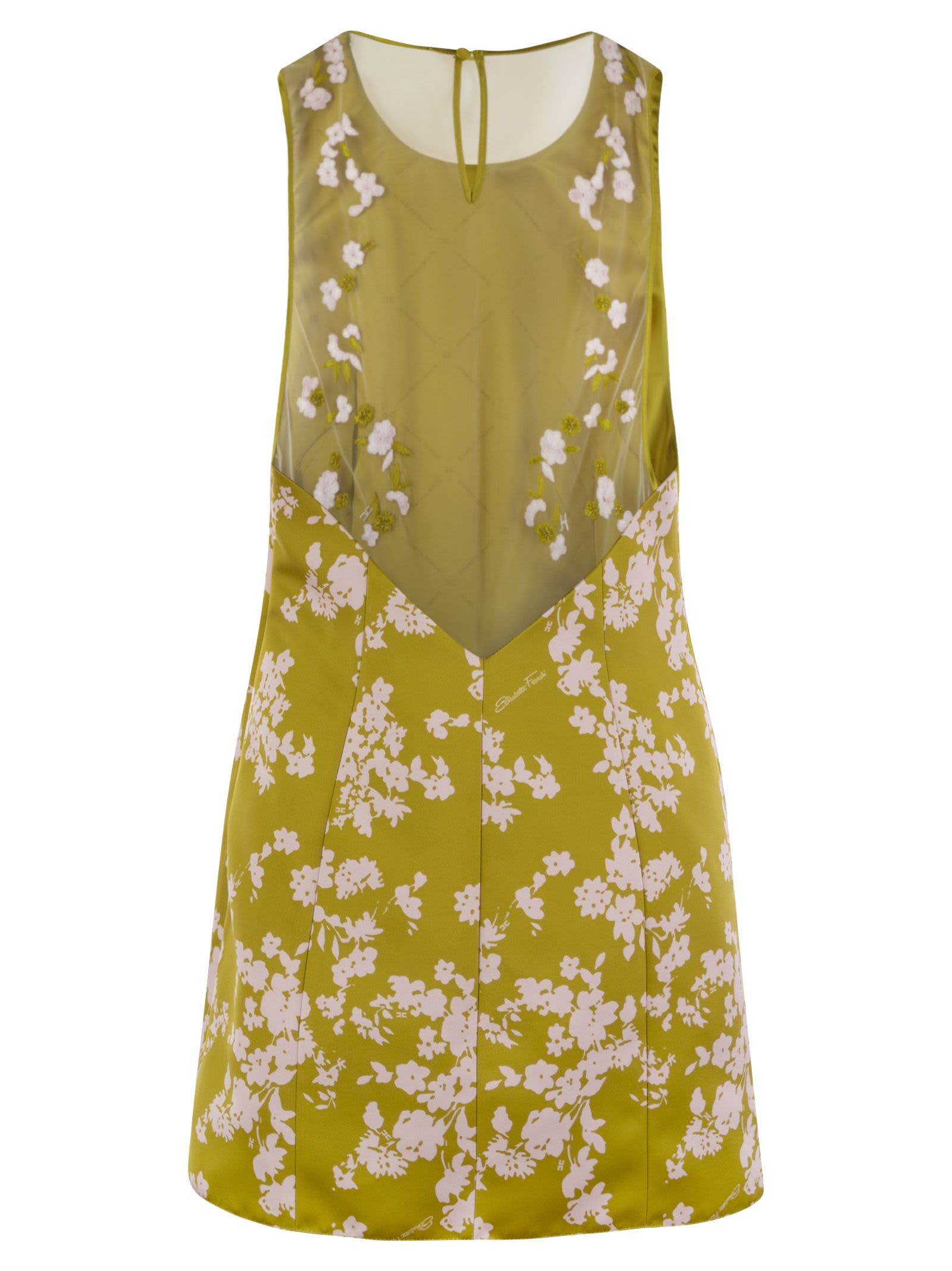 パーティードレス ELISABETTA FRANCHI Printed duchesse and tulle dress Elisabetta Franchi Printed Duchesse And Tulle Dress