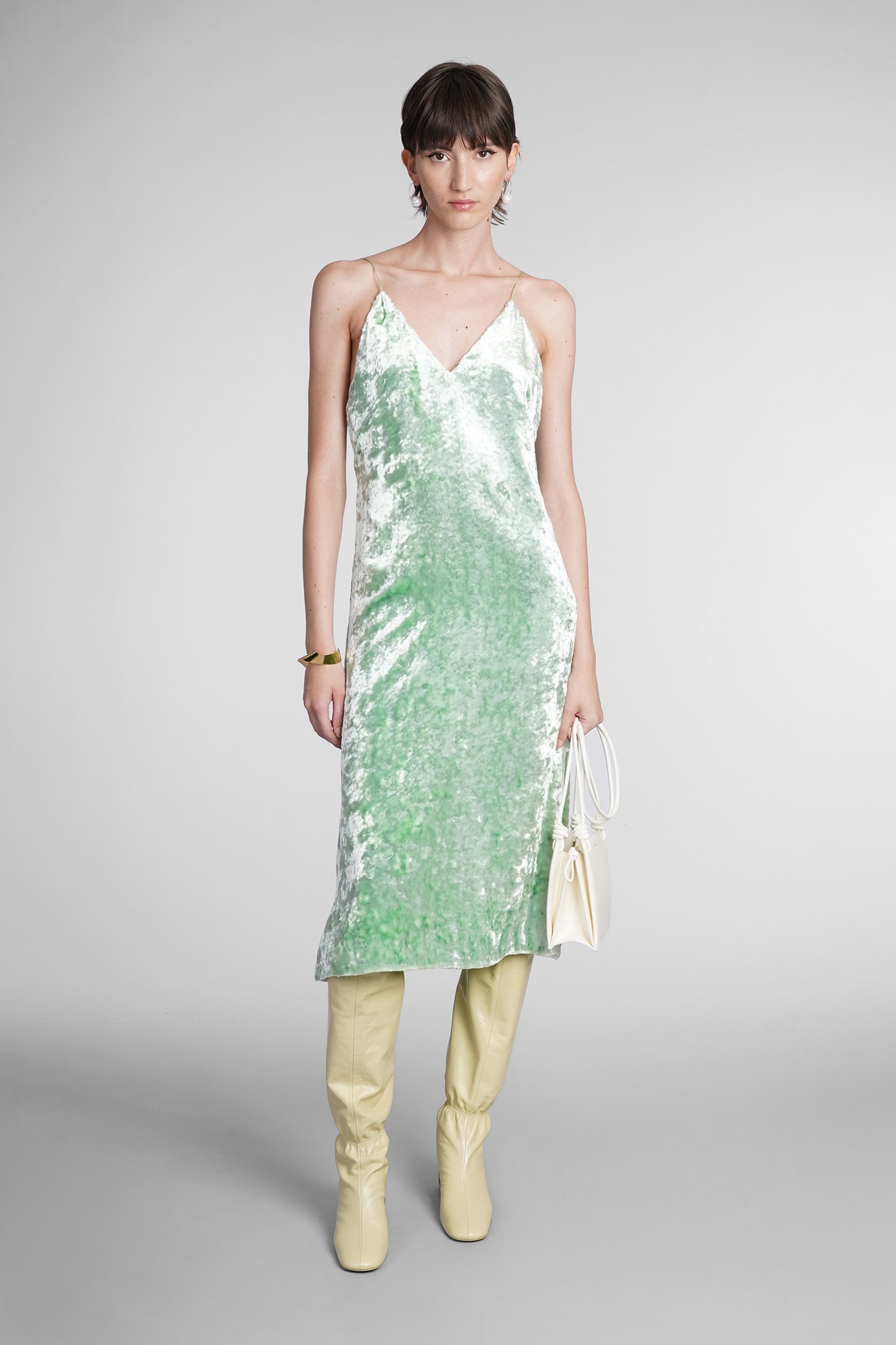 人気商品ランキング Jil Sander Dress In Green Velvet | italist スーツ・フォーマル・ドレス